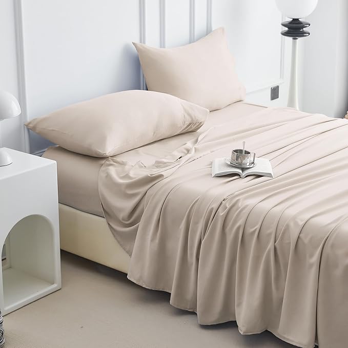 Super Soft King Sheet Set - Luxury Bed Sheets for King Size Bed, 16" Deep Pocket Cooling Breathable Sheets, Hotel Bedding Sheets and Pillowcases, Wrinkle Free Oeko-Tex Sheets 4 Piece