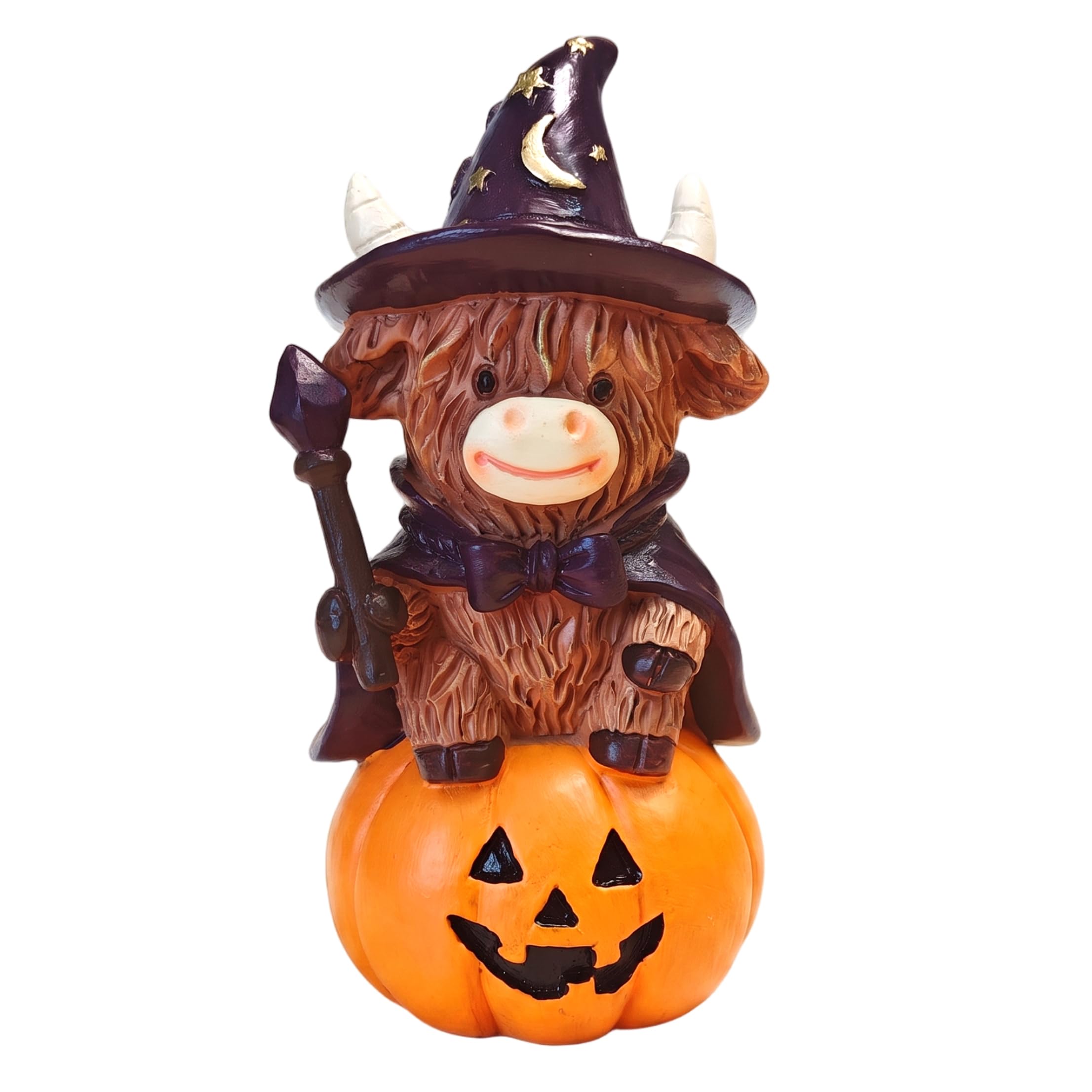 DAGLLGEW Halloween Highland Cow Decor, Small Resin Set