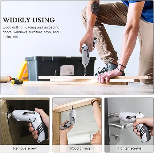 Miniatura 6 de Pequeño destornillador eléctrico, mini juego de taladros, destornillador inalámbrico recargable de 3.6 V con 47 puntas de controlador, herramienta