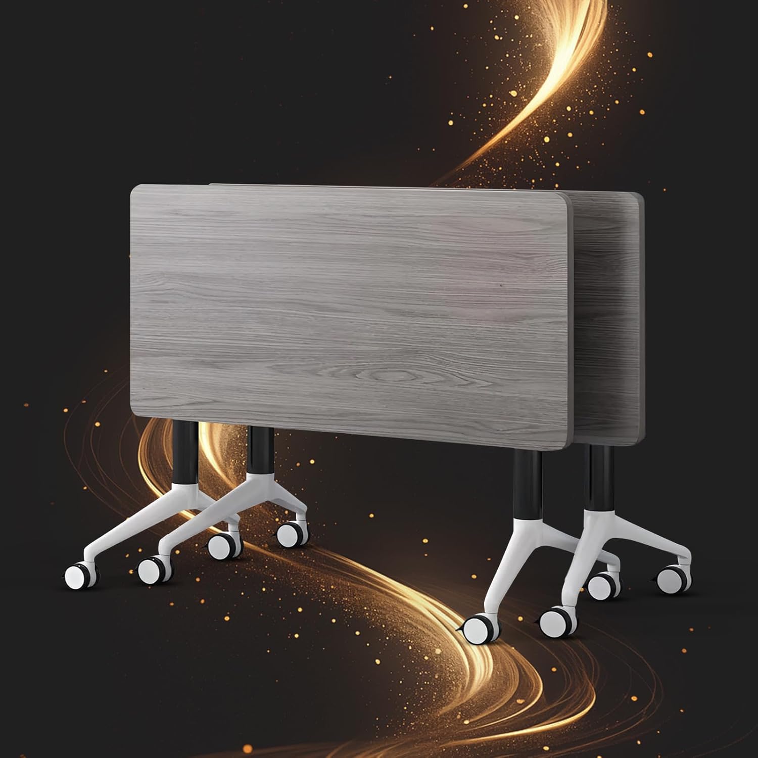 Conference Table, Folding Conference Room Tables Office Table Flip Top Mobile Meeting Training Tables with Wheels, Seminar Boardroom Table for Home Office Classr (2, M1915B1, 47.2inch)