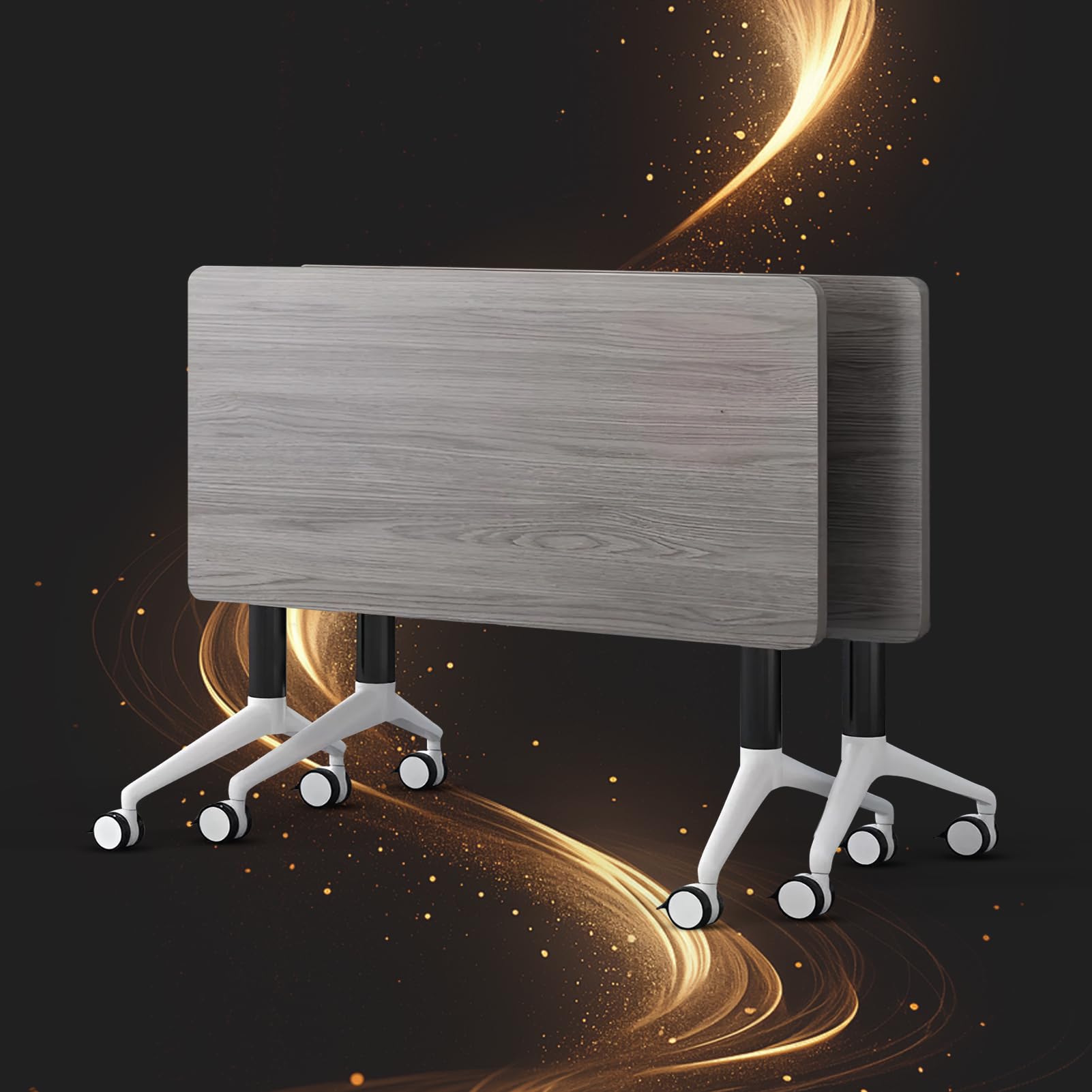 CUAOCEZ Conference Table, Folding Conference Room Tables Office Table Flip Top Mobile Meeting Training Tables with Wheels, Seminar Boardroom Table for