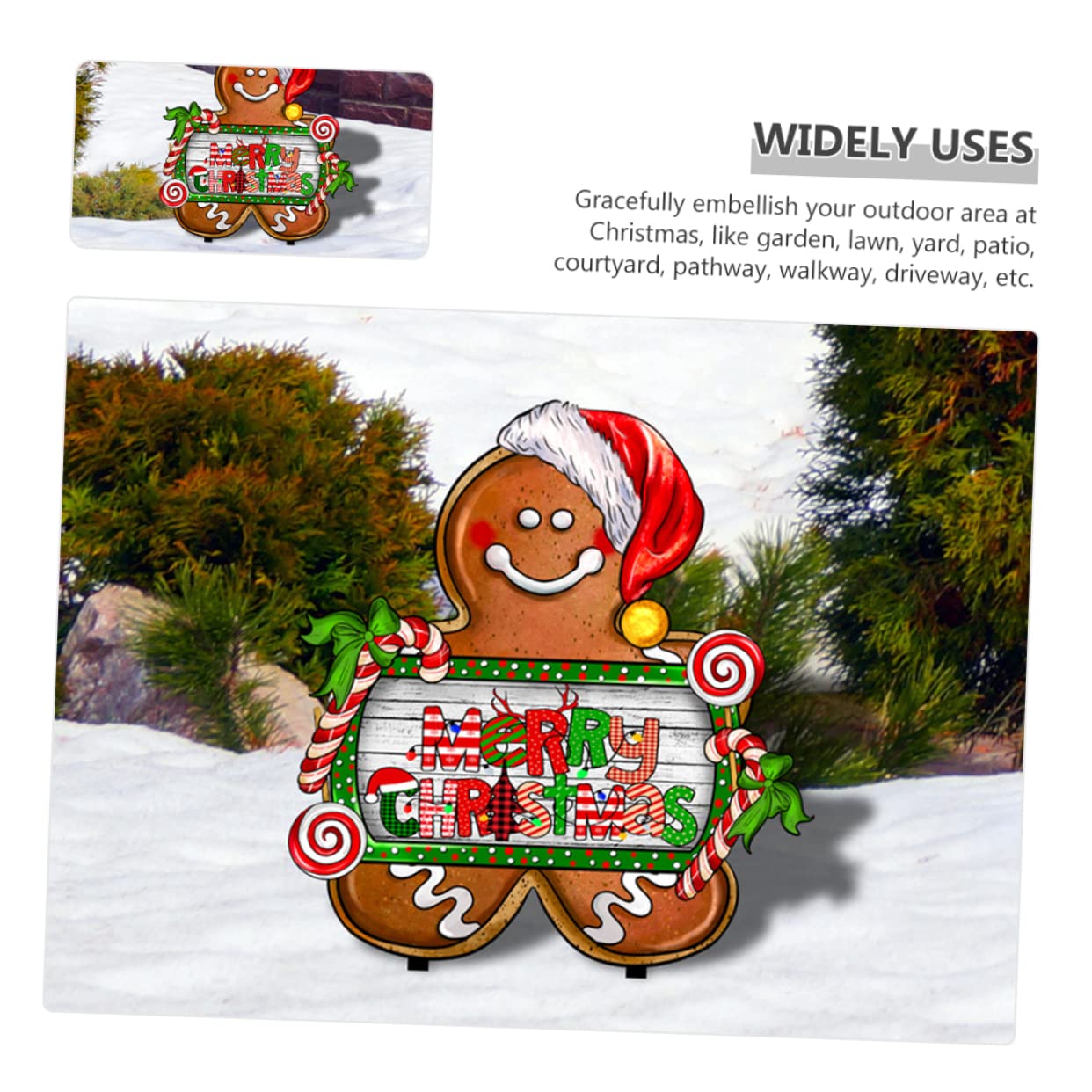 HEMOTON 4 Stück Weihnachtlicher Lebkuchenmann Gartenstecker Wetterfestes Outdoor Langlebiger Sign Pfahl für Weihnachtsgarten Kompakte Weihnachts Gartendeko