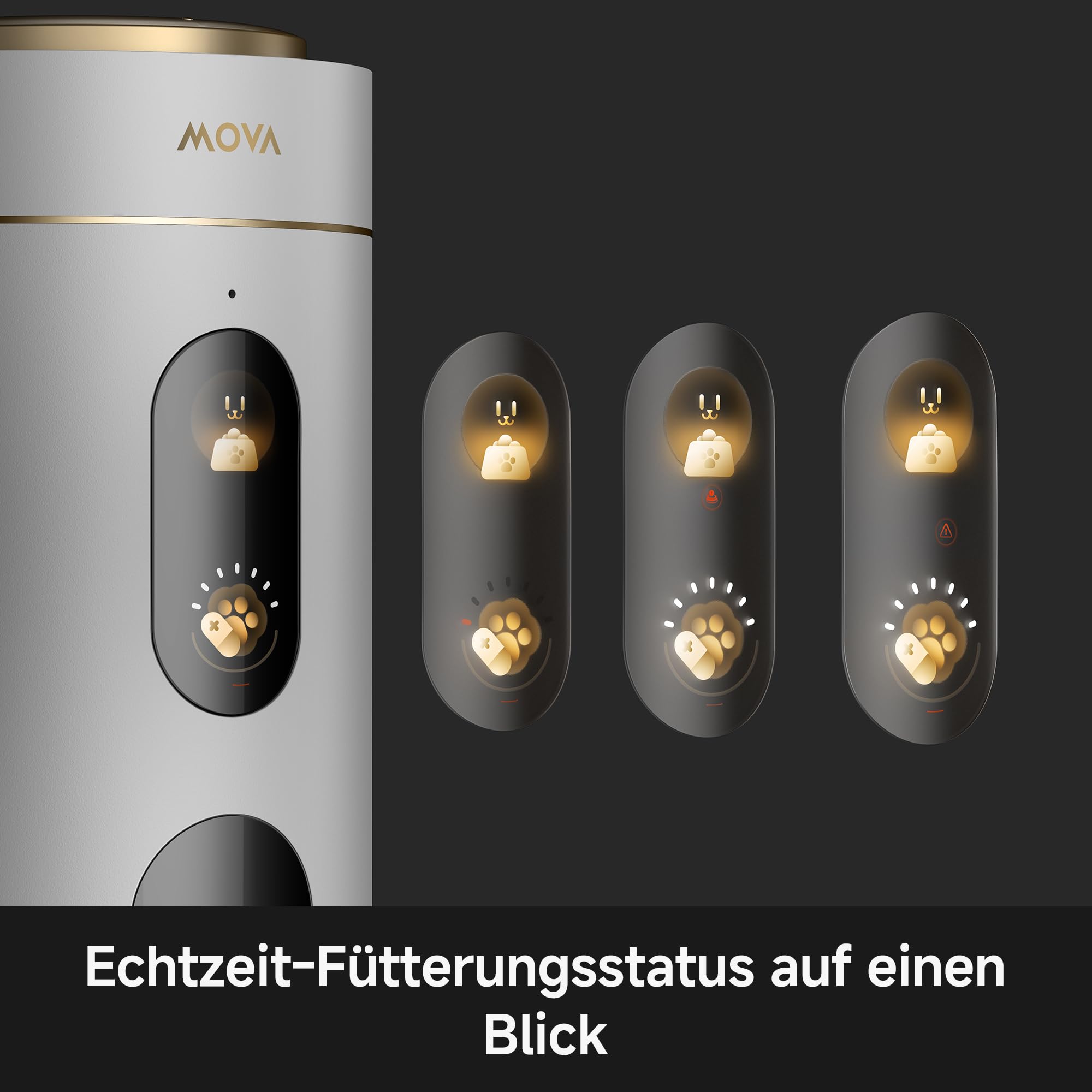 MOVA NutriPal 10 Ultra-Futterautomat mit separatem 7-Tage-Futterbehälter, 1080P HD-Weitwinkelkamera, 4 Futter-Modi, 4,2"-Echtzeit-Statusanzeige, 4L-Kapazität für 20+ Tage, für Trockenfutter bis 12mm
