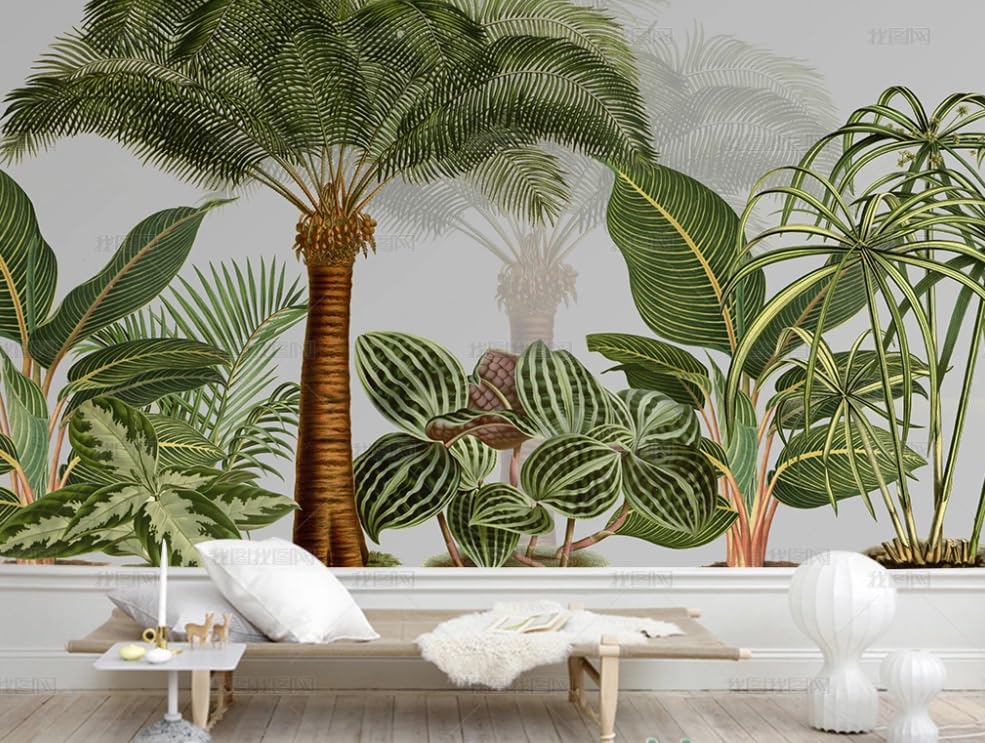 Papier peint intissé plantes tropicales dessinées à la main 400x280cm