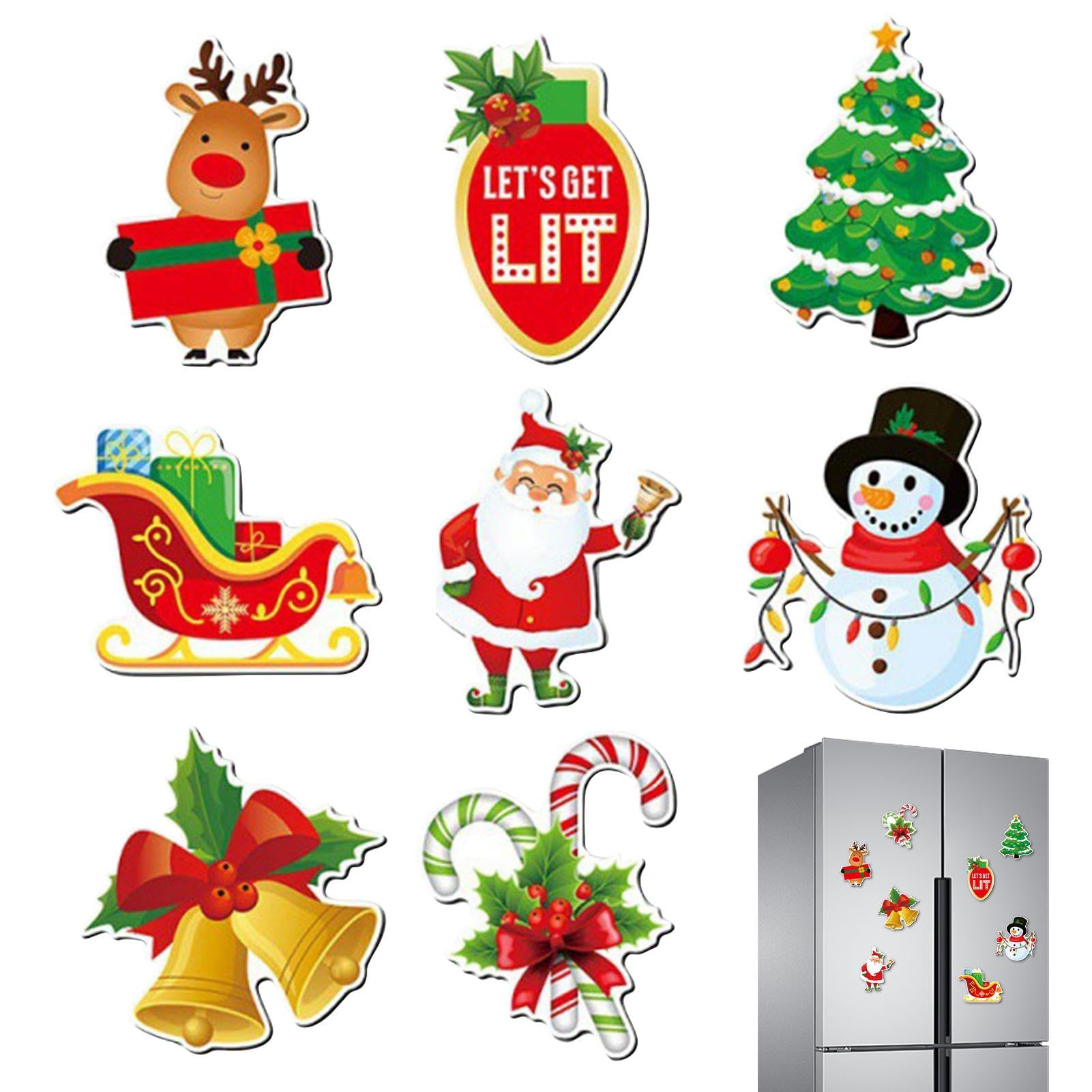 Amazon.co.jp: クリスマス冷蔵庫マグネットセット、冷蔵庫用小さな