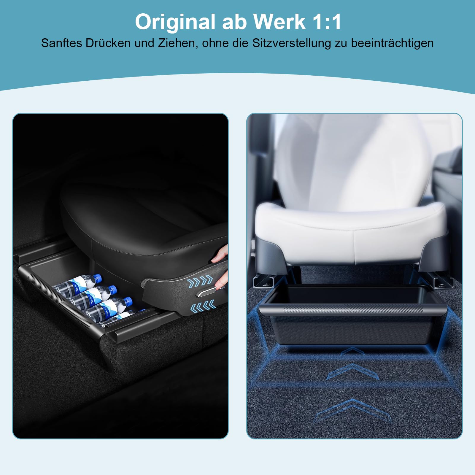 Ejoyous Caja de Almacenamiento Debajo del Asiento para el Modelo Y 2021-2024, Almacenamiento Debajo del Asiento Modelo Y con Tapa, Bandeja de Almacenamiento Oculta Debajo del Asiento