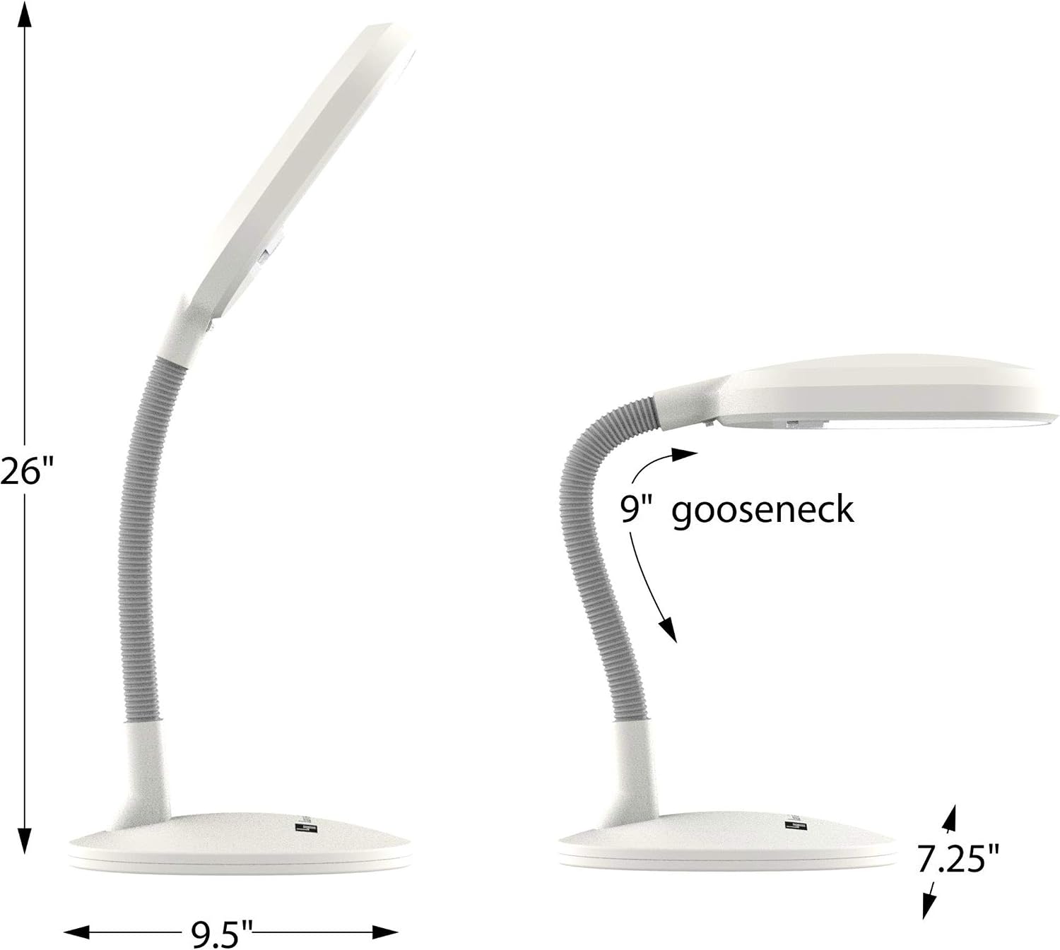 Natural Sunlight Desk Lamp, Great For Reading and Crafting, Adjustable Gooseneck, Home and Office Lamp by Lavish Home, White - 72-0813