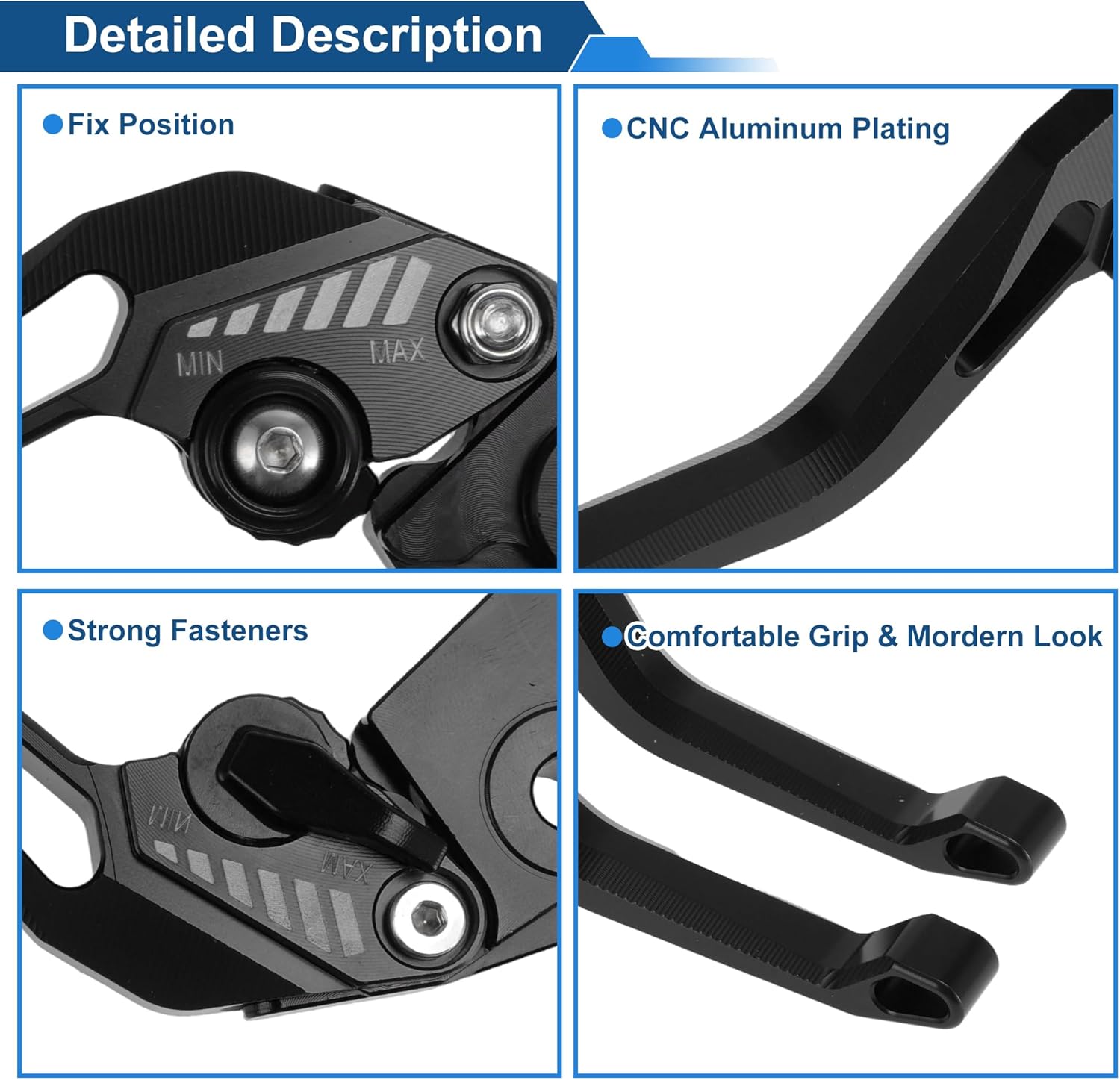 Short Brake Clutch Levers for Kawasaki Z900 2025 Adjustable Motorcycle Handlebar Brake Lever Aluminum Alloy Solid Black 1 Pair