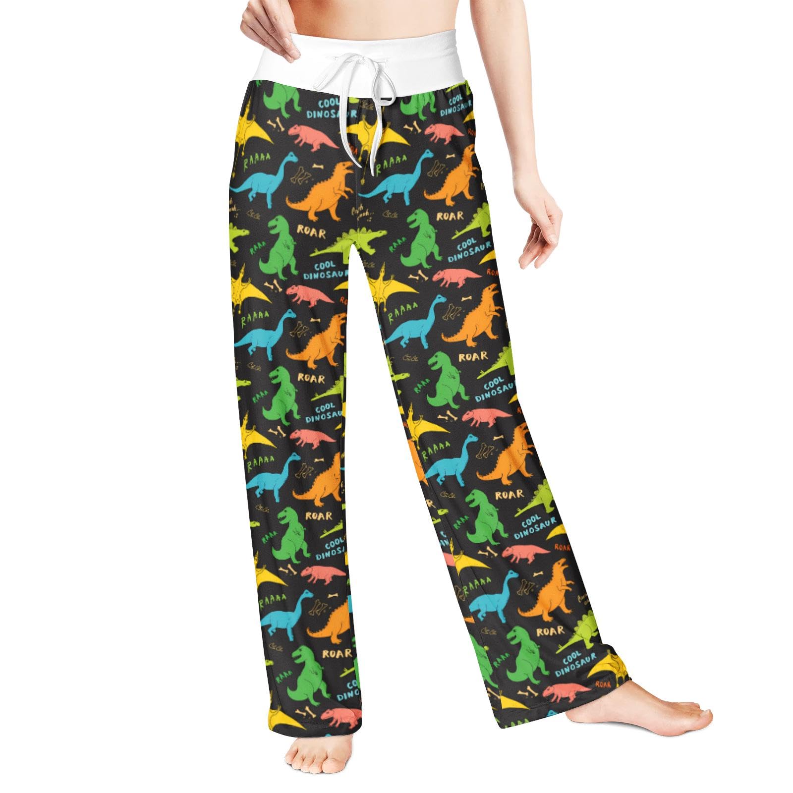 DROEYROEST Womens Comfy Pajama Pants Wide Leg Drawstring Palazzo Lounge Pants Casual Pjs Sleepwear