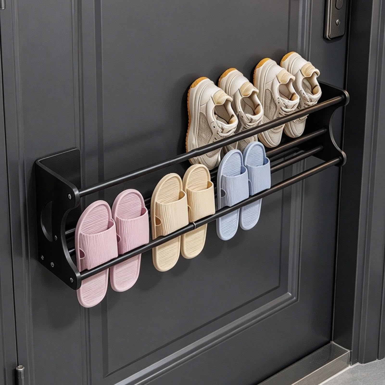 Support mural à chaussures Étagère Aimantée Extensible Gain De Place Sans