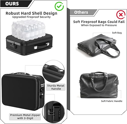 Miniatura 3 de Caja de documentos ignífuga  Carcasa rígida de 8 capas a prueba de fuego para documentos del hogar, organizador de archivos resistente al agua para