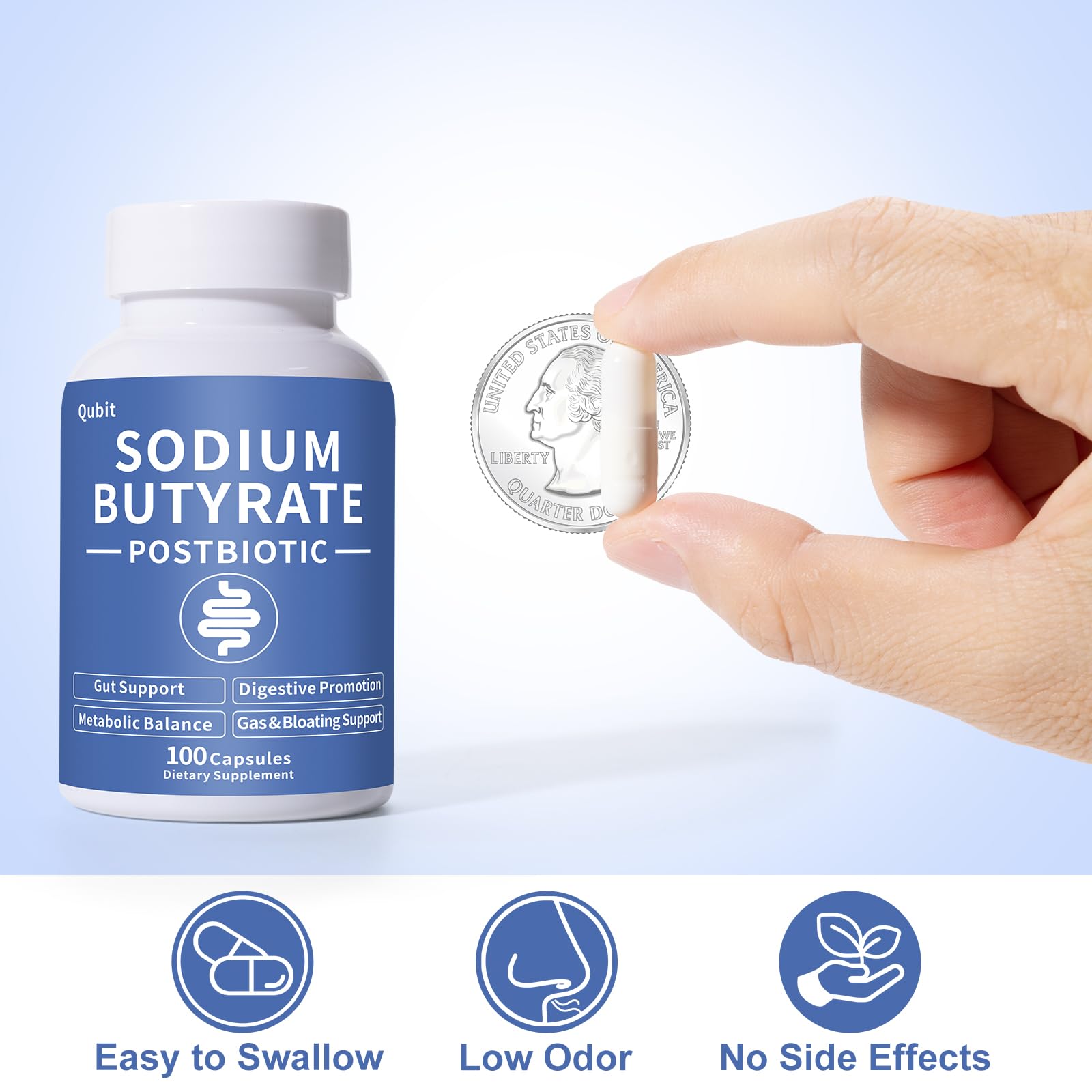 Sodium Butyrate, Butyrate Gut Health Supplement, Postbiotic for Gut, Stomach & Digestive, Support IBS, Leaky Gut, Gas & Bloat, Low Odor, 100 Vegan Capsules — Amazon image 5