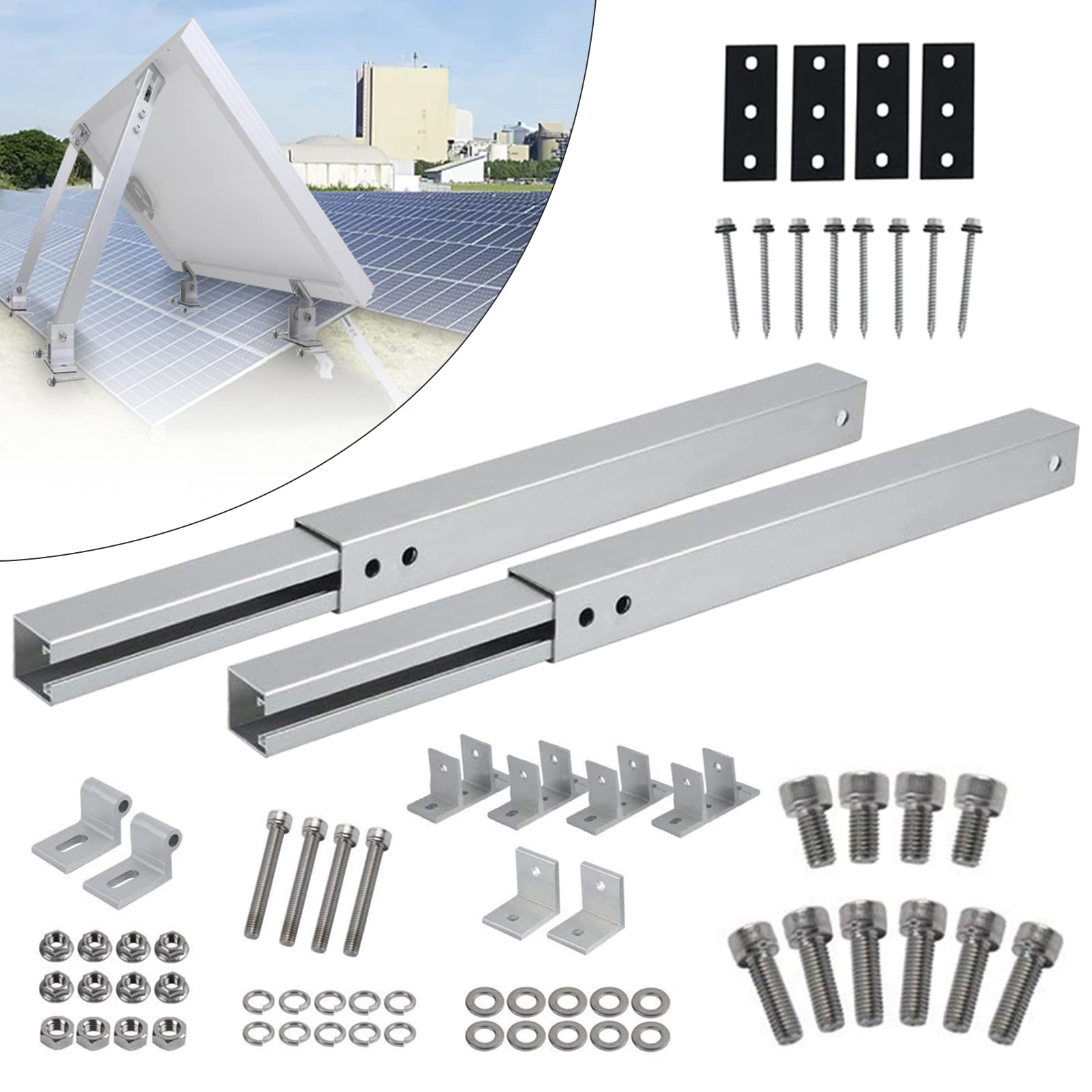 Wsporniki pochylane do paneli słonecznych, regulowany kąt Wspornik do paneli słonecznych, aluminium, wspornik do montażu paneli słonecznych Panel słoneczny o mocy do 200 W, do kampera
