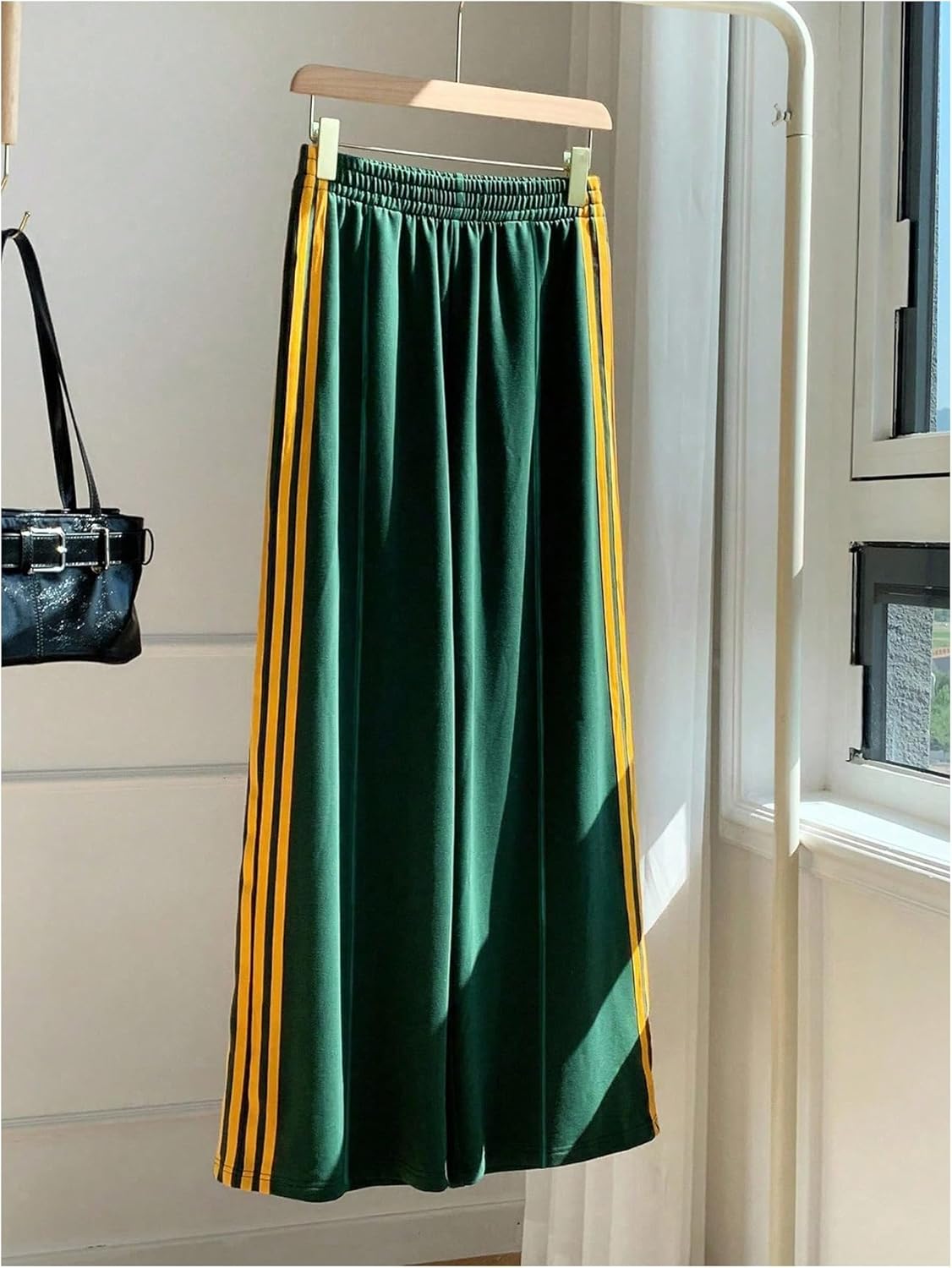 Women's Y2k Baggy Sweatpants Striped Elastic Waist Wide Leg Pants Workout Gym Trousers - Image 4