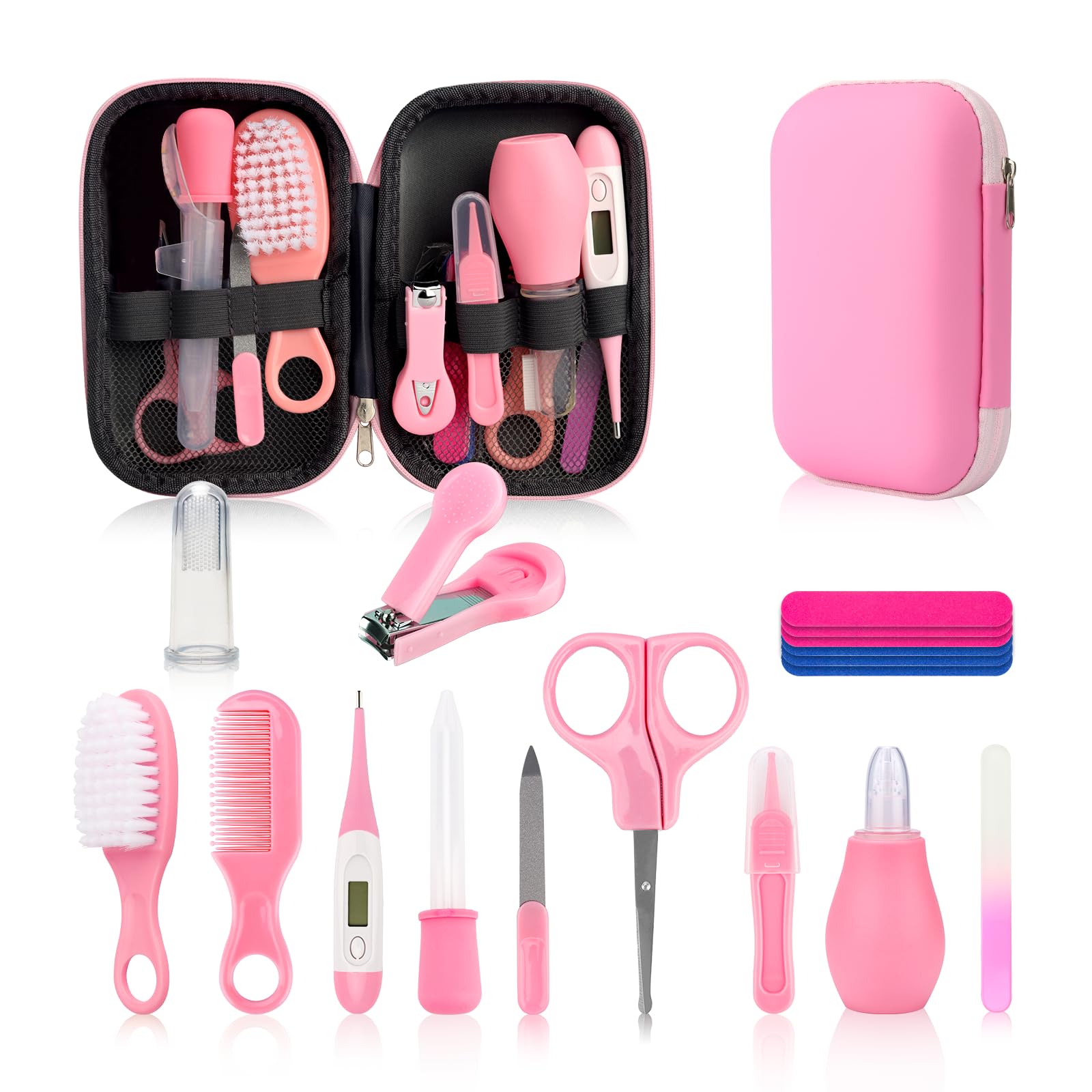 Baby Nail Trimmer Electric,Baby Nail Clippers, 6 in 1 Baby Nail File,Nail File Baby Grooming Kit Manicure Set for Toddler or Adults (Pink 18 in 1)