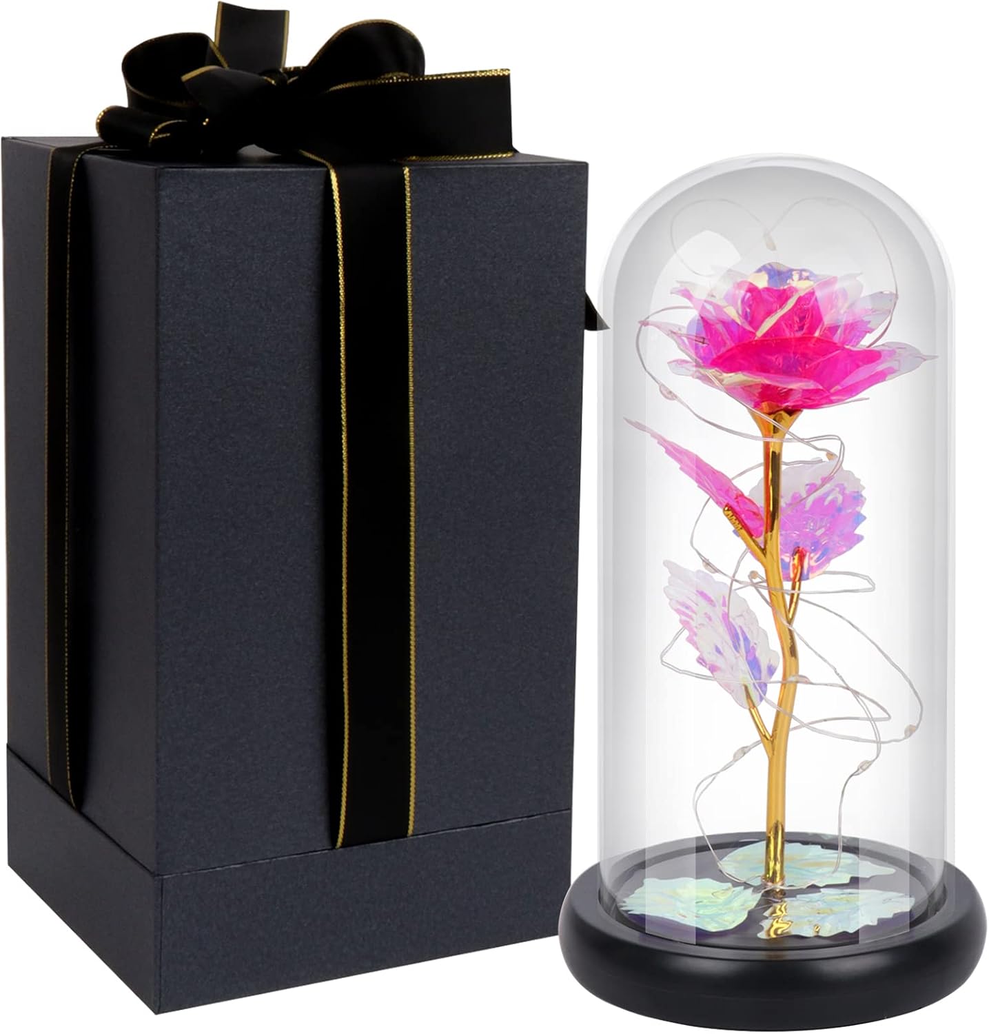 Mothers Day Rose Gifts for Mom Birthday Gifts for Women Mother Day Mom Gifts from Daughter Son Galaxy Rose Flower Gift for Her Light Up Pink Rose Flower for Valentines Christmas Anniversary