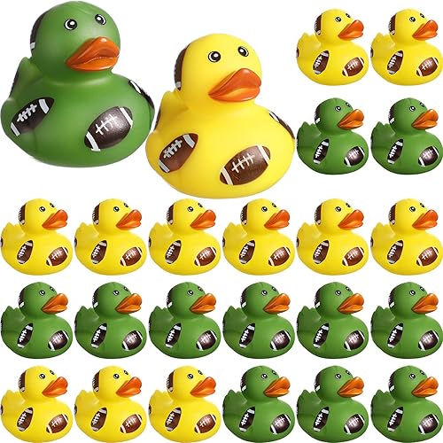 Patos de goma de fútbol de 2 pulgadas con estampado de rugby, patos de goma, pequeños patos de ducha, mini patos de goma para fanáticos del fútbol,
