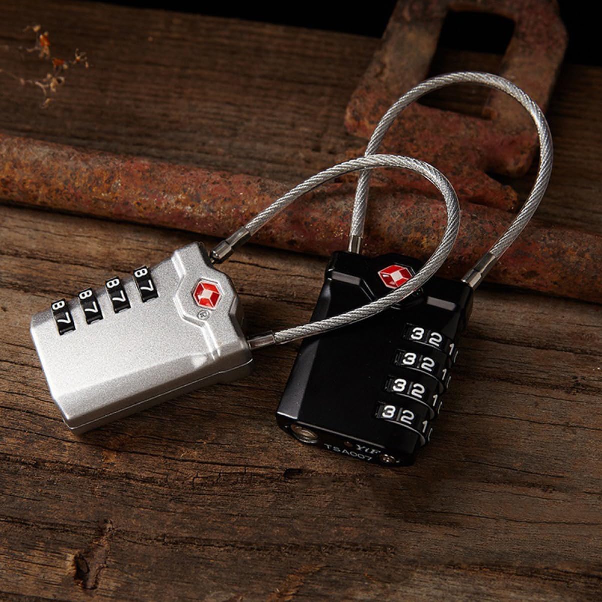 STOBOK 2Pcs Luggage Lock Combination Padlocks with Open Red Indicator Secure Travel Tool for Suitcase and Outdoor Safety Silver Black