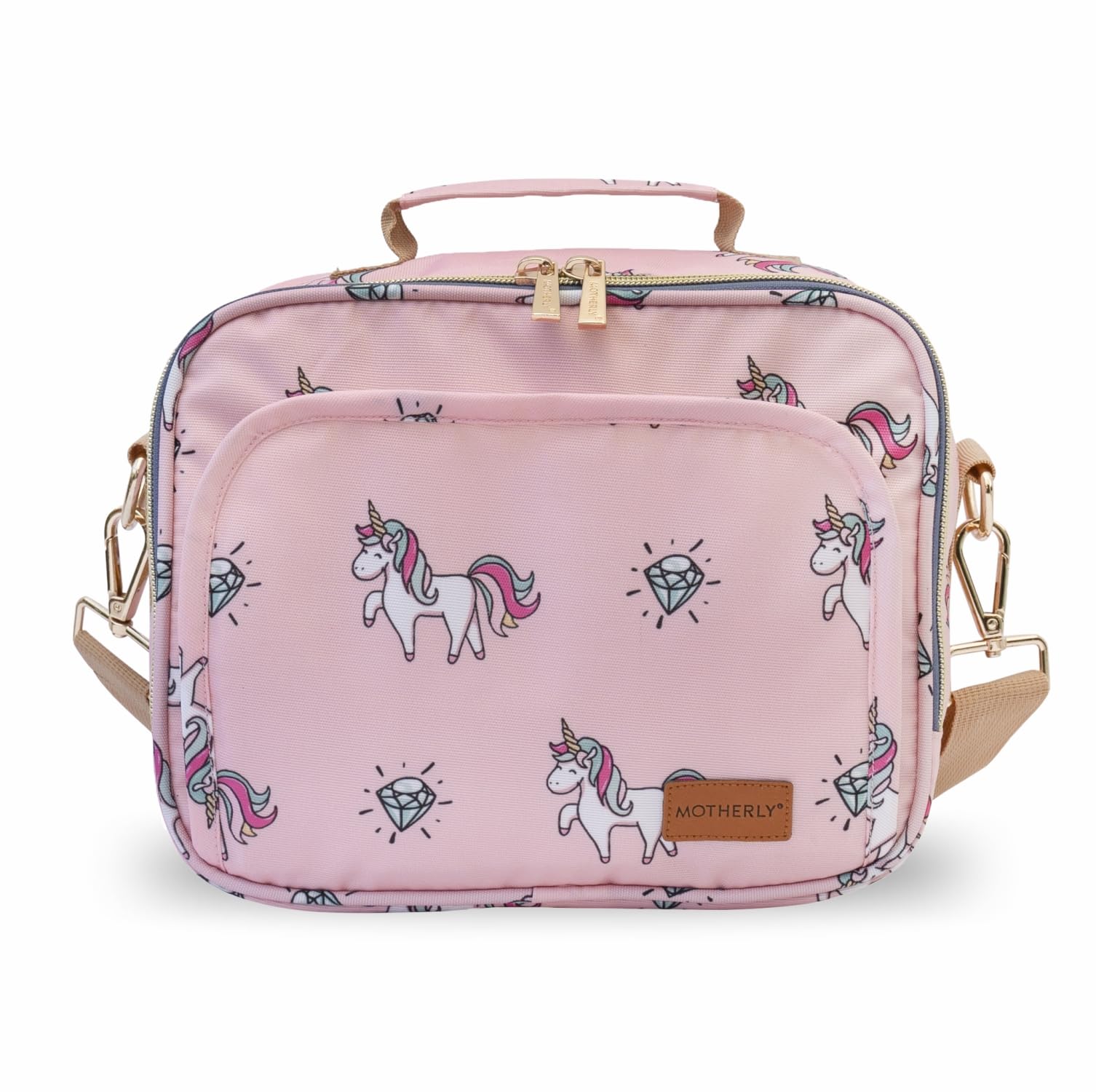 Motherly Mini Diaper Bag for Mothers for Travel, Small Maternity Handbag for Newborn Baby, Mothers Travelling Bag, Multiple Pocket Water Resistant Baby Bag, Hospital Bag for Moms(Unicorn Diamond Pink)