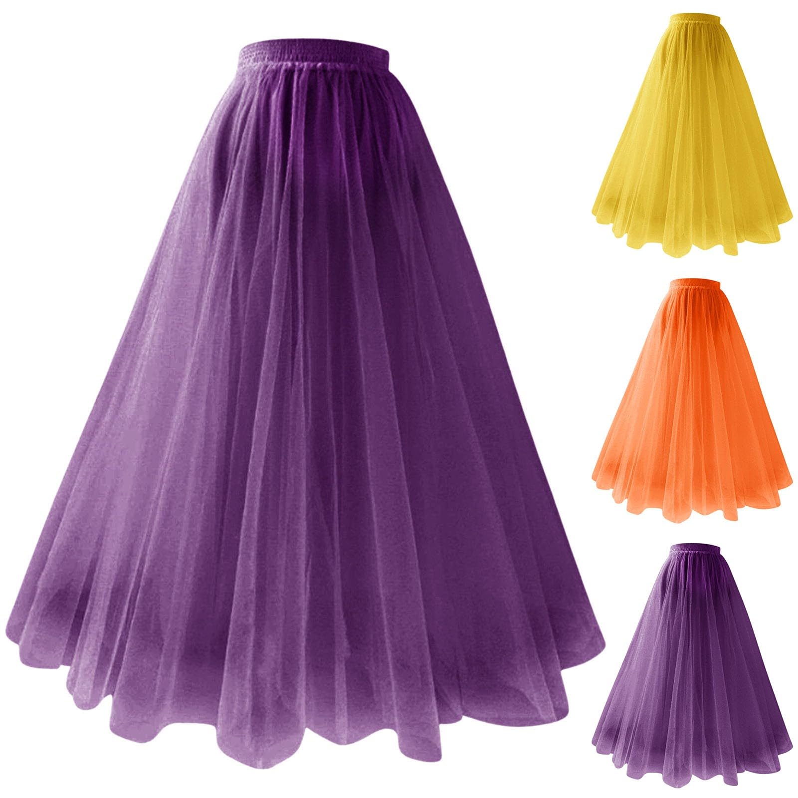 Costume de carnaval pour femme - Jupe en tulle - Taille haute - Jupe plissée - Longue jupe en maille - Jupe à paillettes - Rockabilly - Jupon doré - Jupe tutu - Costume de carnaval