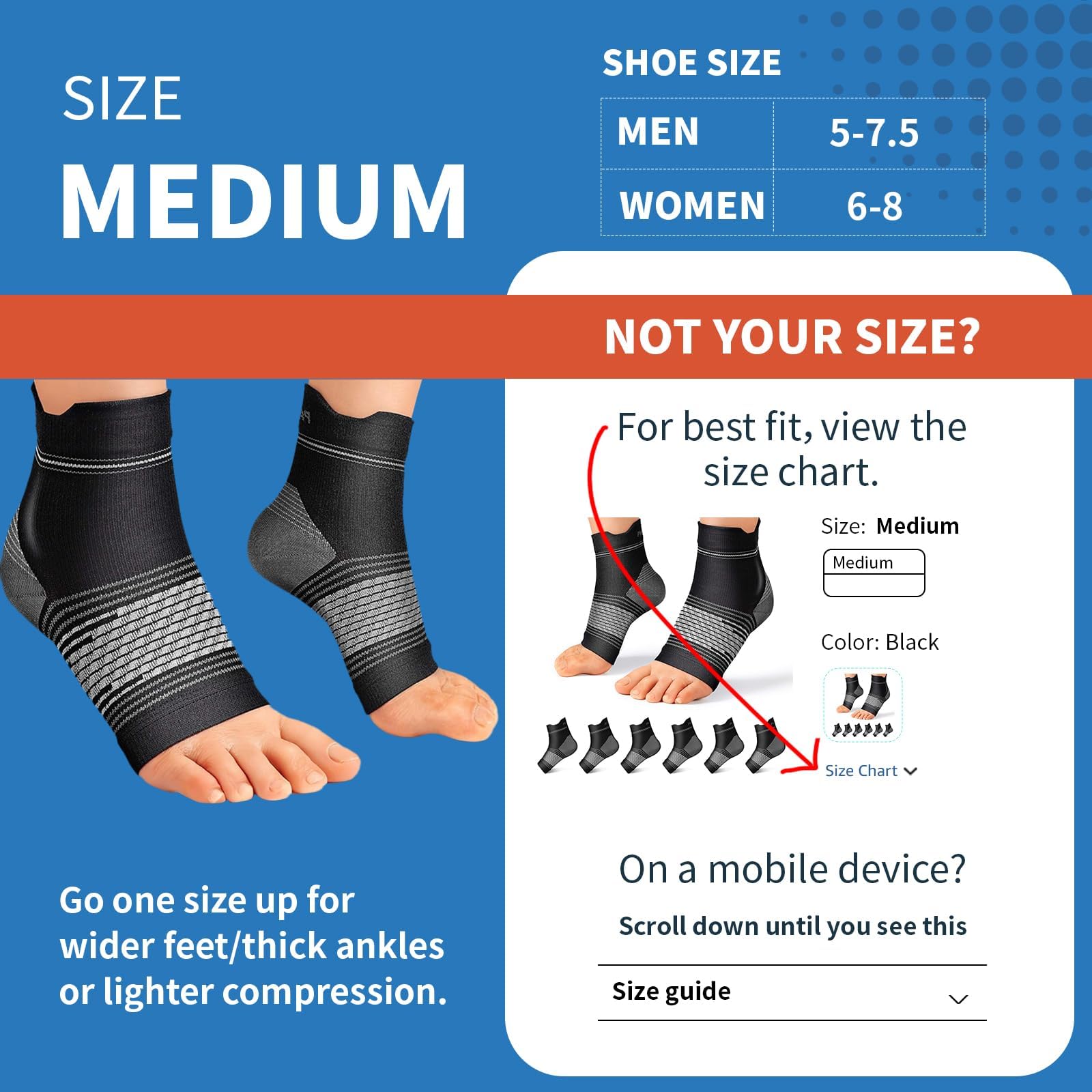 6 pares de calcetines para fascitis plantar para hombres y mujeres, calcetines de compresión con soporte de arco para tendinitis de Aquiles, dolor de talón, hinchazón y alivio de artritis, negro
