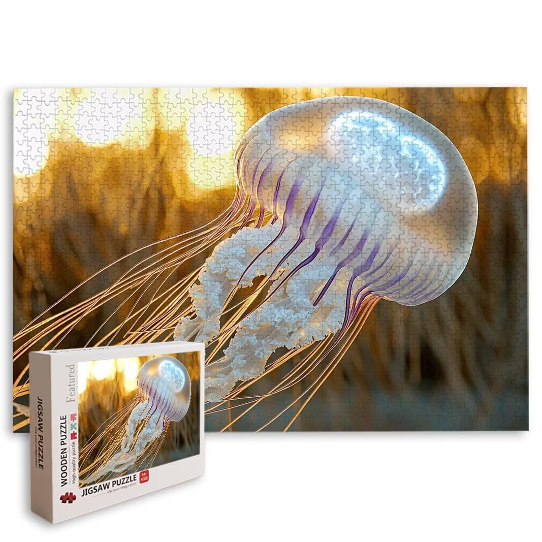 Puzzle 5000 elementów, puzzle meduzy dla dorosłych, drewniane puzzle