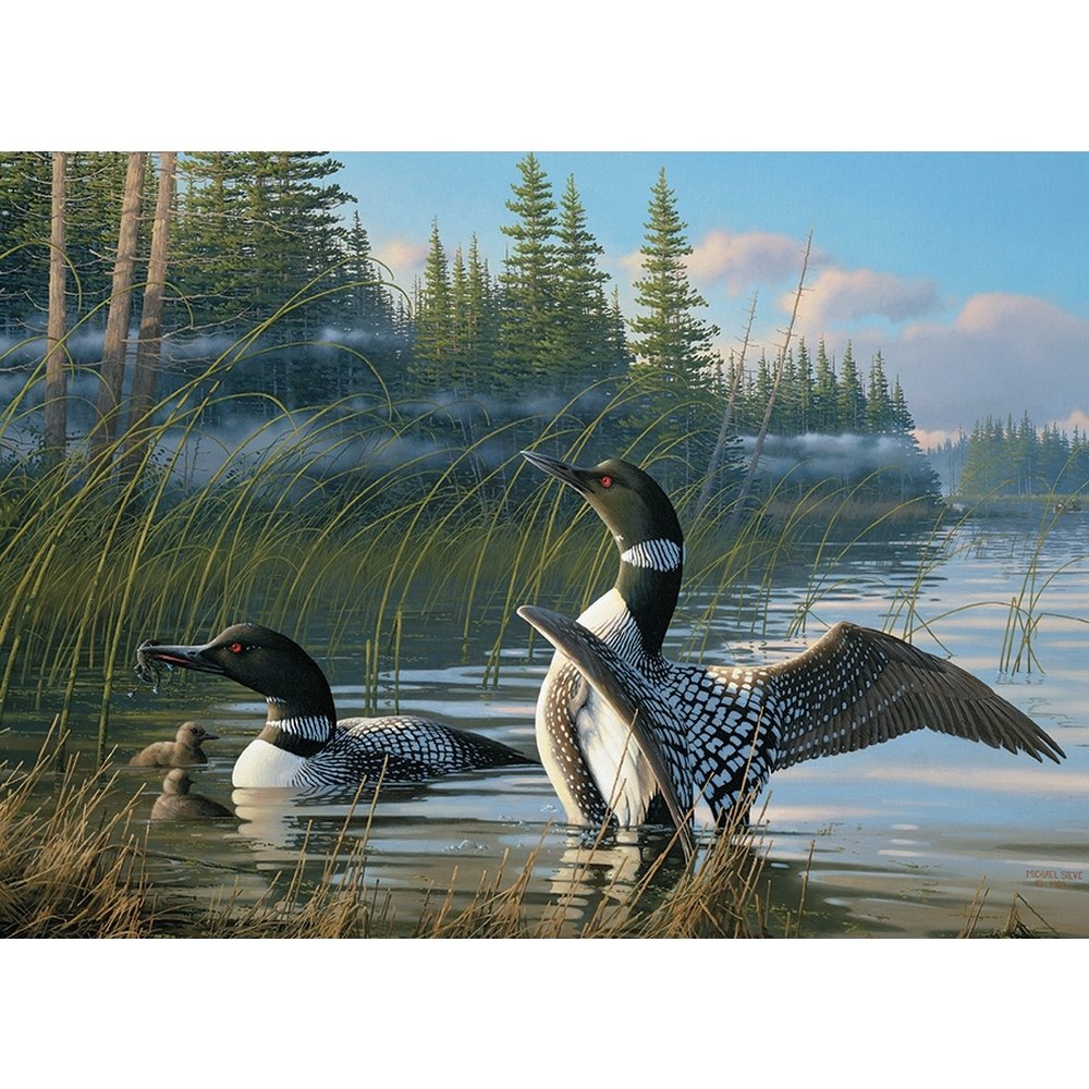 Cobble Hill 1000 Piece Puzzle - Common Loons - Sample Poster Included