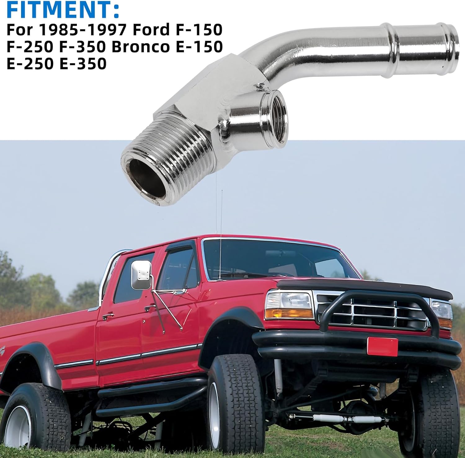 Coolant Temp Sensor Elbow Connector Tube for 1985-1997 Ford F-150 F-250 F-350 Bronco E-150 E-250 E-350 Replace OEM Number E5TZ-18599-C