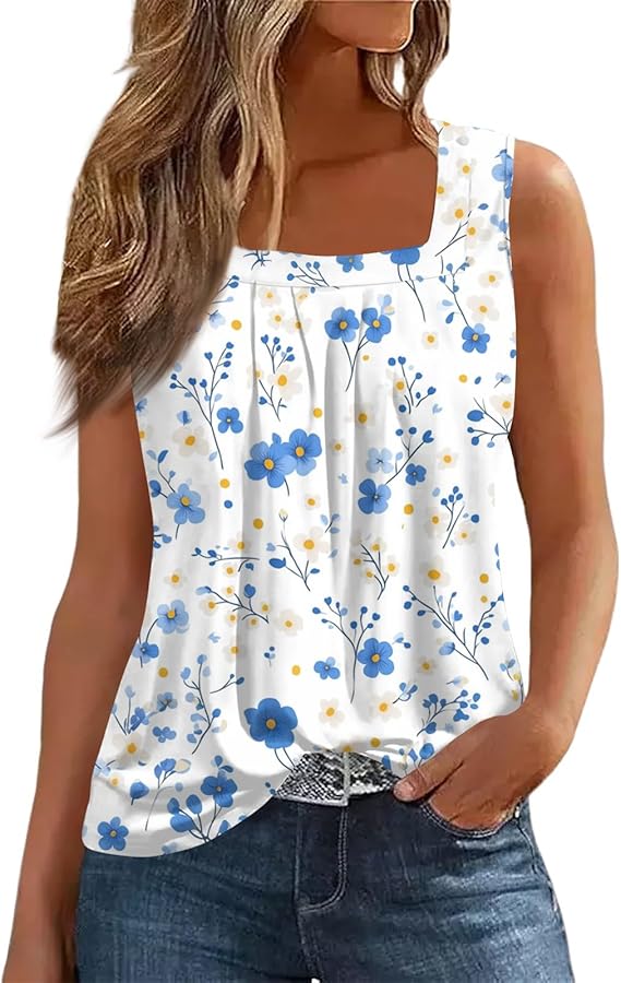 Spring Summer Plus Size Dressy Tank Tops for Women 2025 Womens Workout Floral Boho Beach Sleeveless Shirts Blouses