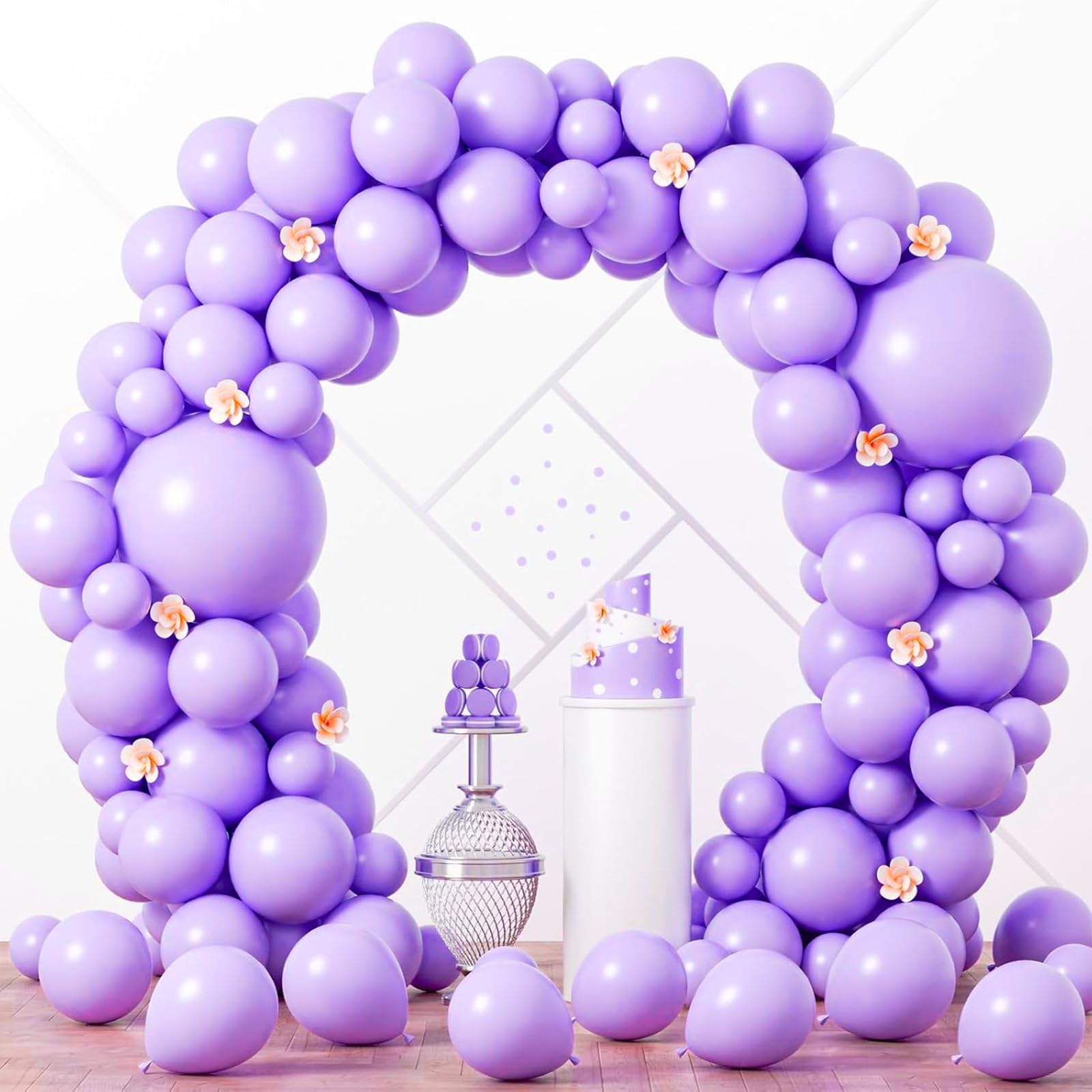 Voircoloria 90pcs Pastel Purple Balloons Garland Arch Kit, 18 12 10 5 Inch