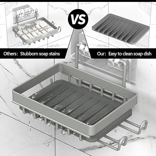 Miniatura 2 de Estante organizador de estantes de ducha, paquete de 3 estantes de ducha con soporte para jabón, estantes de ducha para ducha interior, estantes de