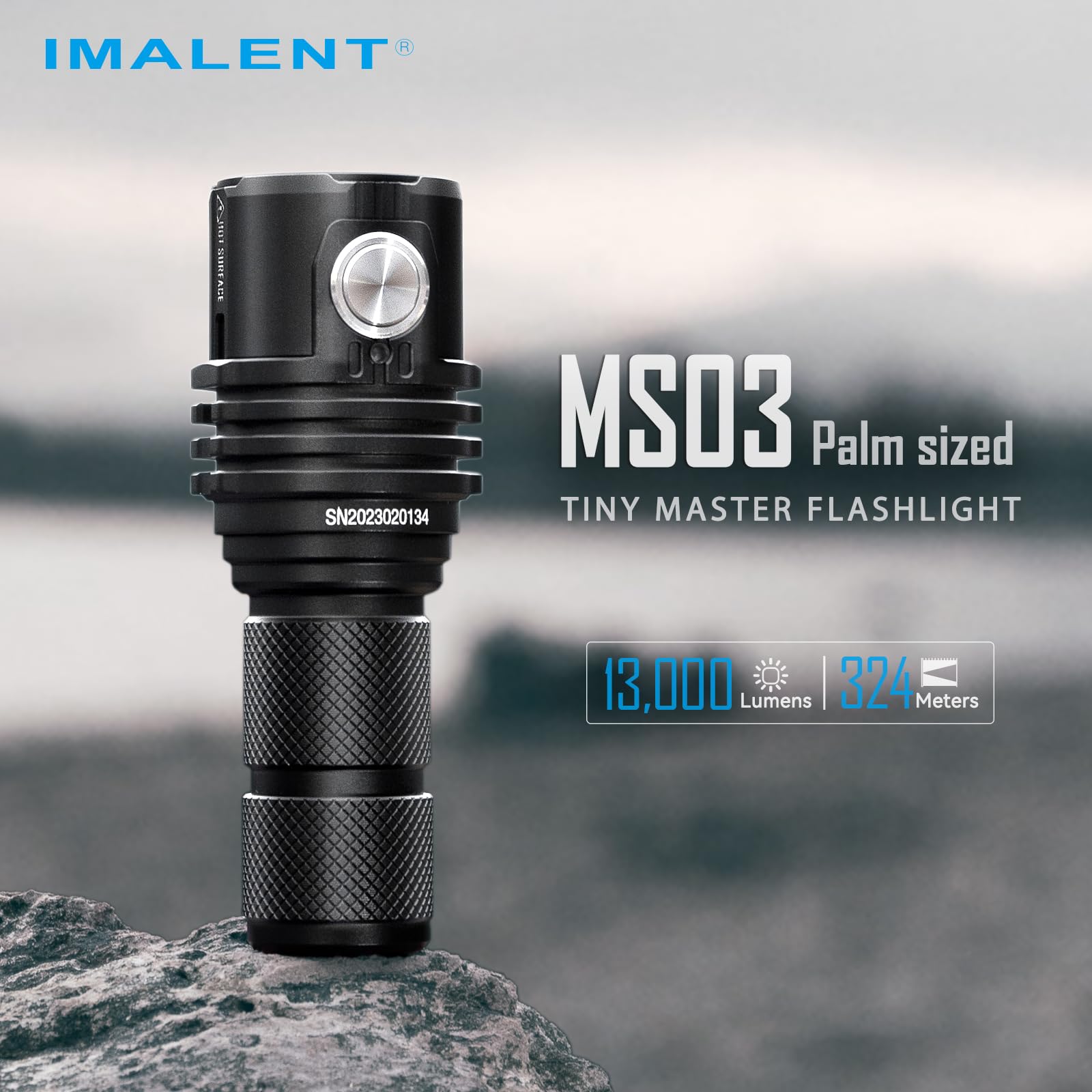 IMALENT MS03 Linternas LED Alta Potencia Recargable, Linterna Potente 13000 Lúmenes XHP70.2, Linterna Tactica IPX-8 Impermeable, USB-C | 6 Modos de Luz | para Camping y Emergencia