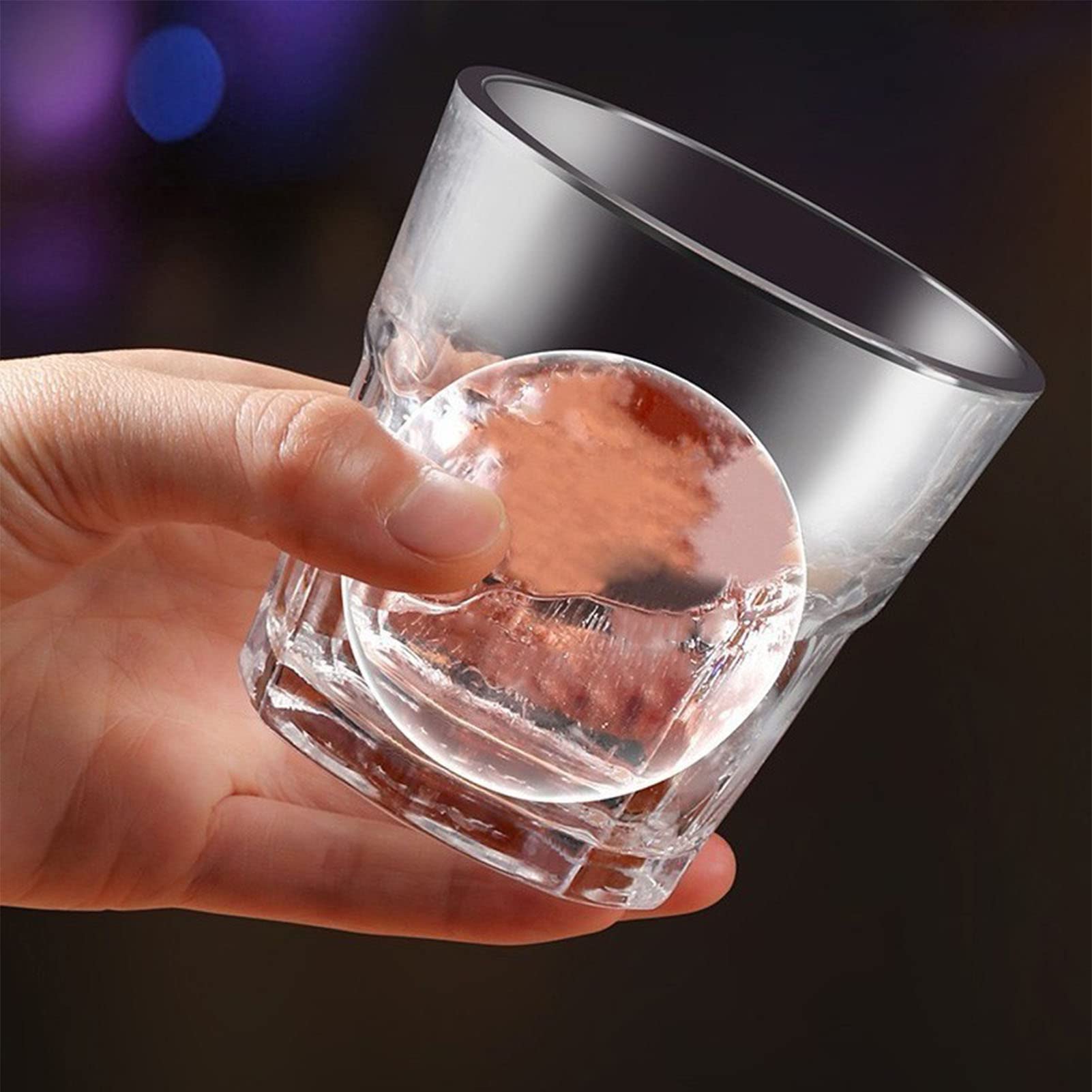 Máquina para hacer bolas de hielo cristalinas, molde de hielo para whisky de silicona para cócteles y bebidas, forma de calavera (Circular)