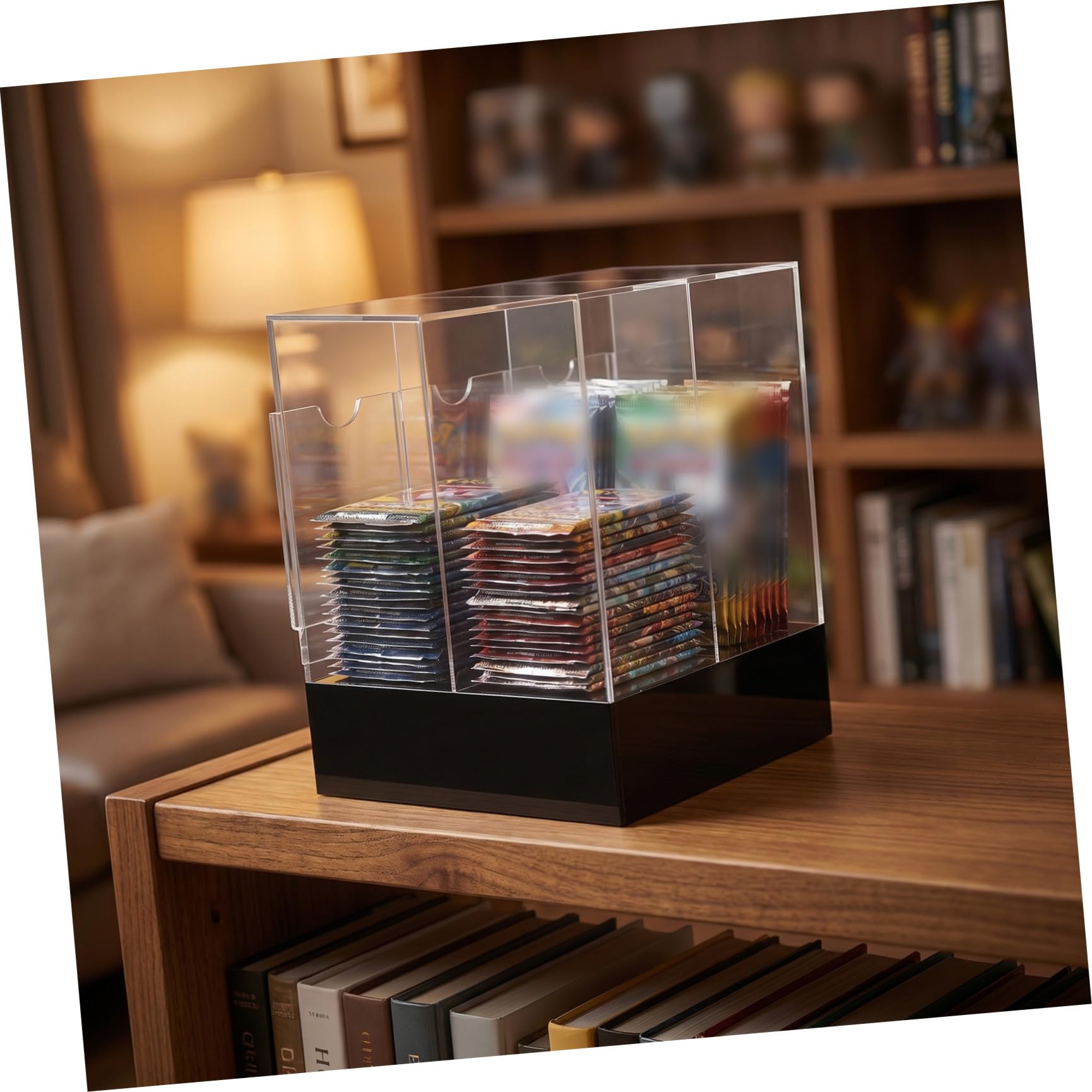 Boîte Acrylique Transparente pour Cartes à Collectionner, 3 Compartiments