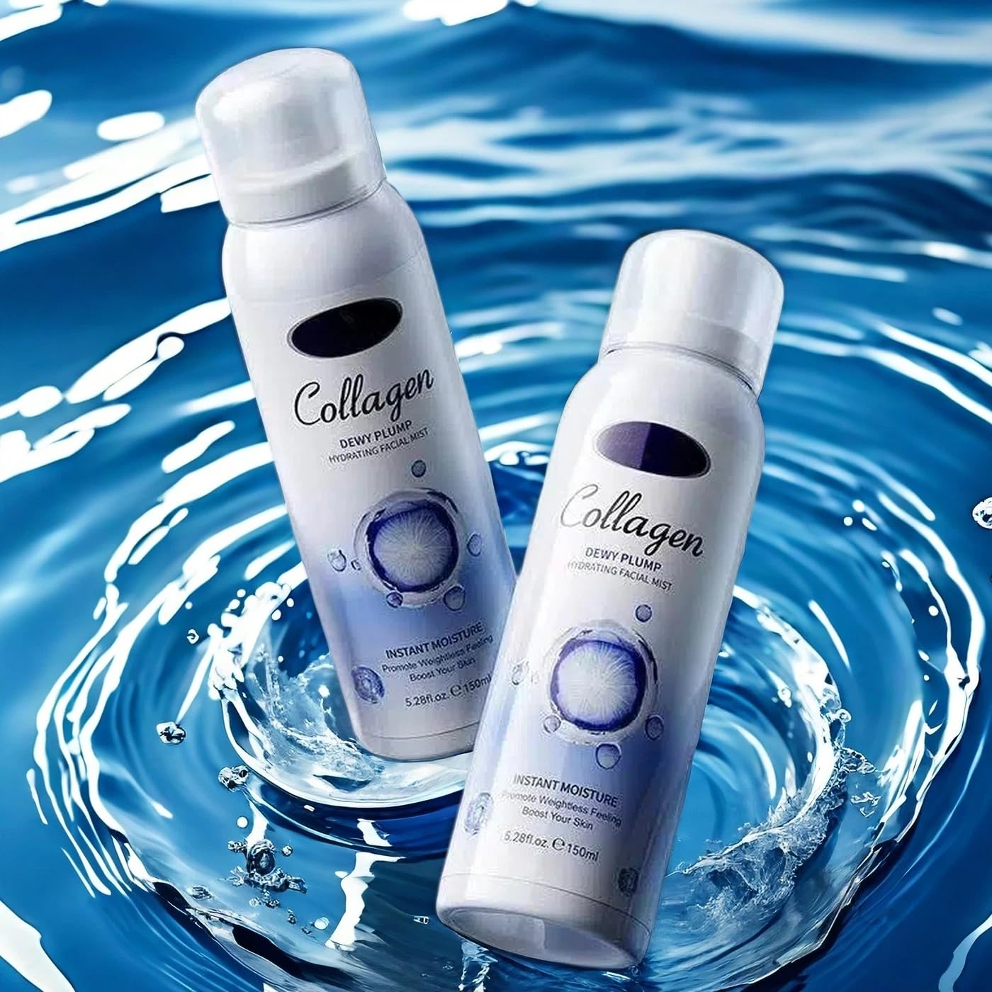 Collagen Hydrating Facial Mist Spray - 150ml Dewy Plump Instant Moisture Face Mist, Lightweight & Fast Absorbing, Boost Skin Elasticity & Glow, Alcohol-Free Travel Size (2)