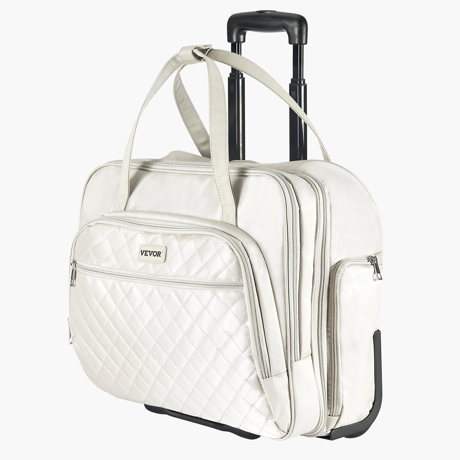 VEVOR Sac à roulettes pour Ordinateur Portable 15,6 Pouces, Mallette à roulettes pour PC, avec 2 Roues Fixes, Poignée Télescopique 4 Hauteurs, pour Travail, Voyages d'affaires, Bureau, Femmes, Hommes