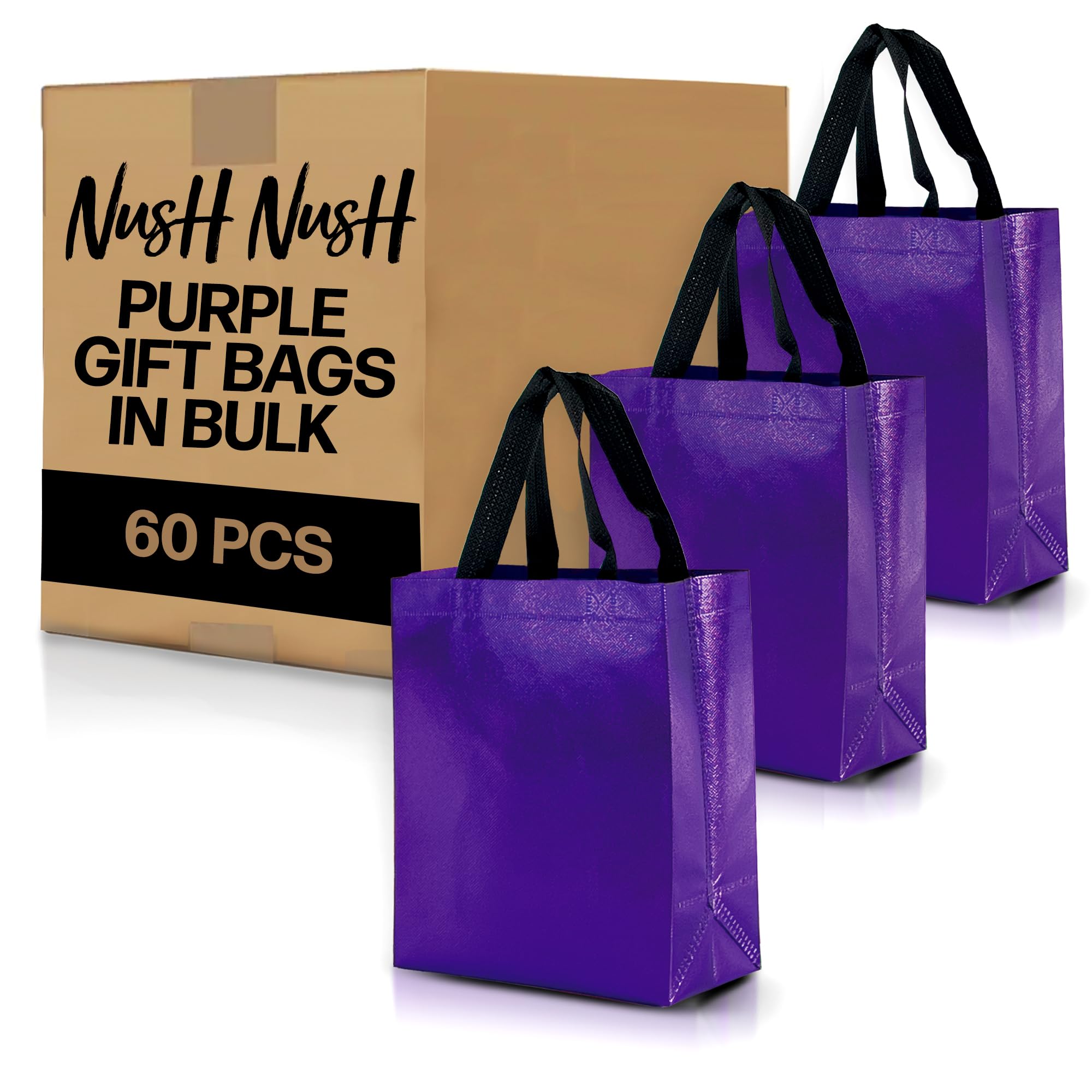 BLEWINDZ 50Pcs Purple Gift Bags Large 16x6x12 Inches Kraft Paper Bag With Handles