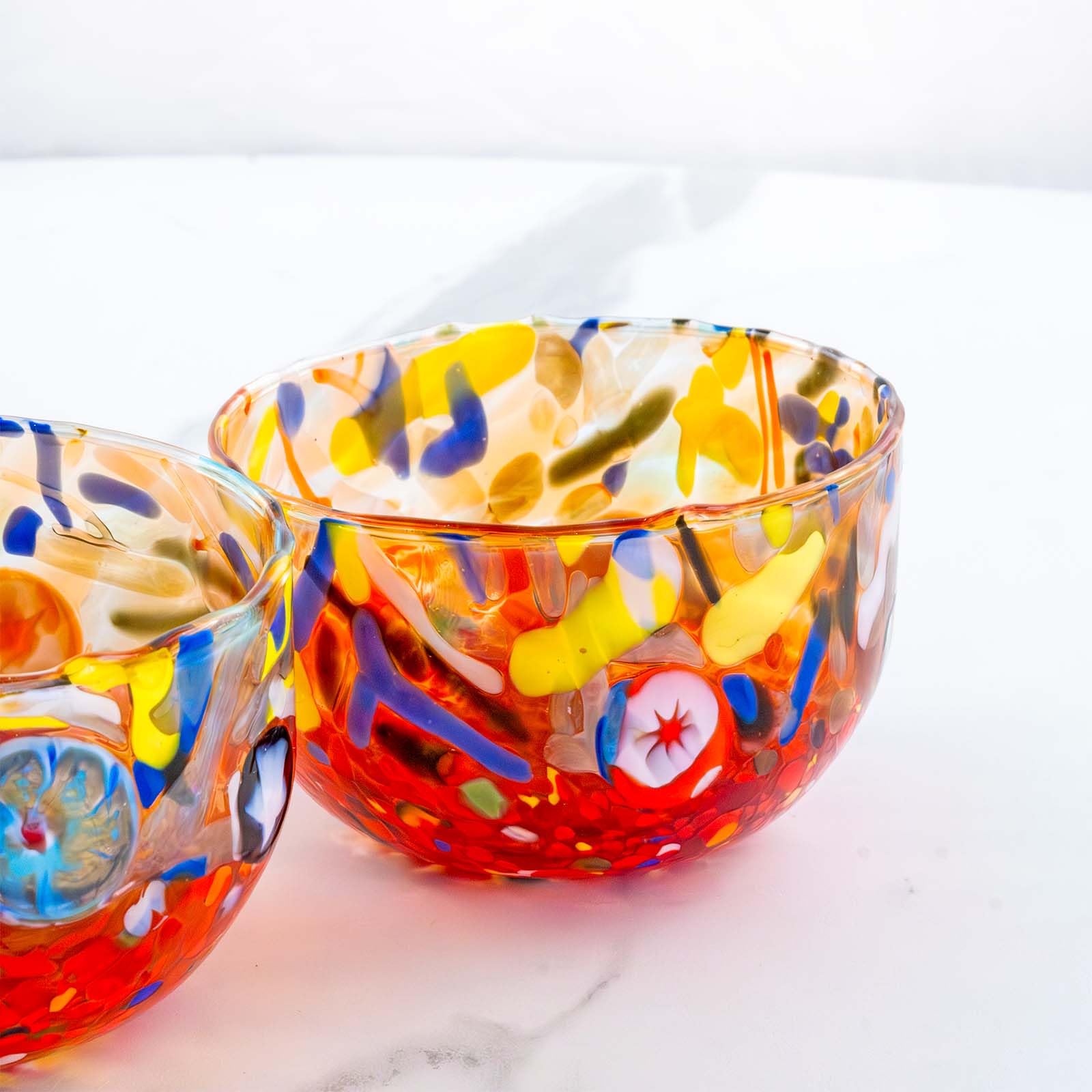 MurArt Coupelles en verre de Murano.Decoro MG. Diamètre 12 cm. Fabriqué à la main en Italie. (Rouge)