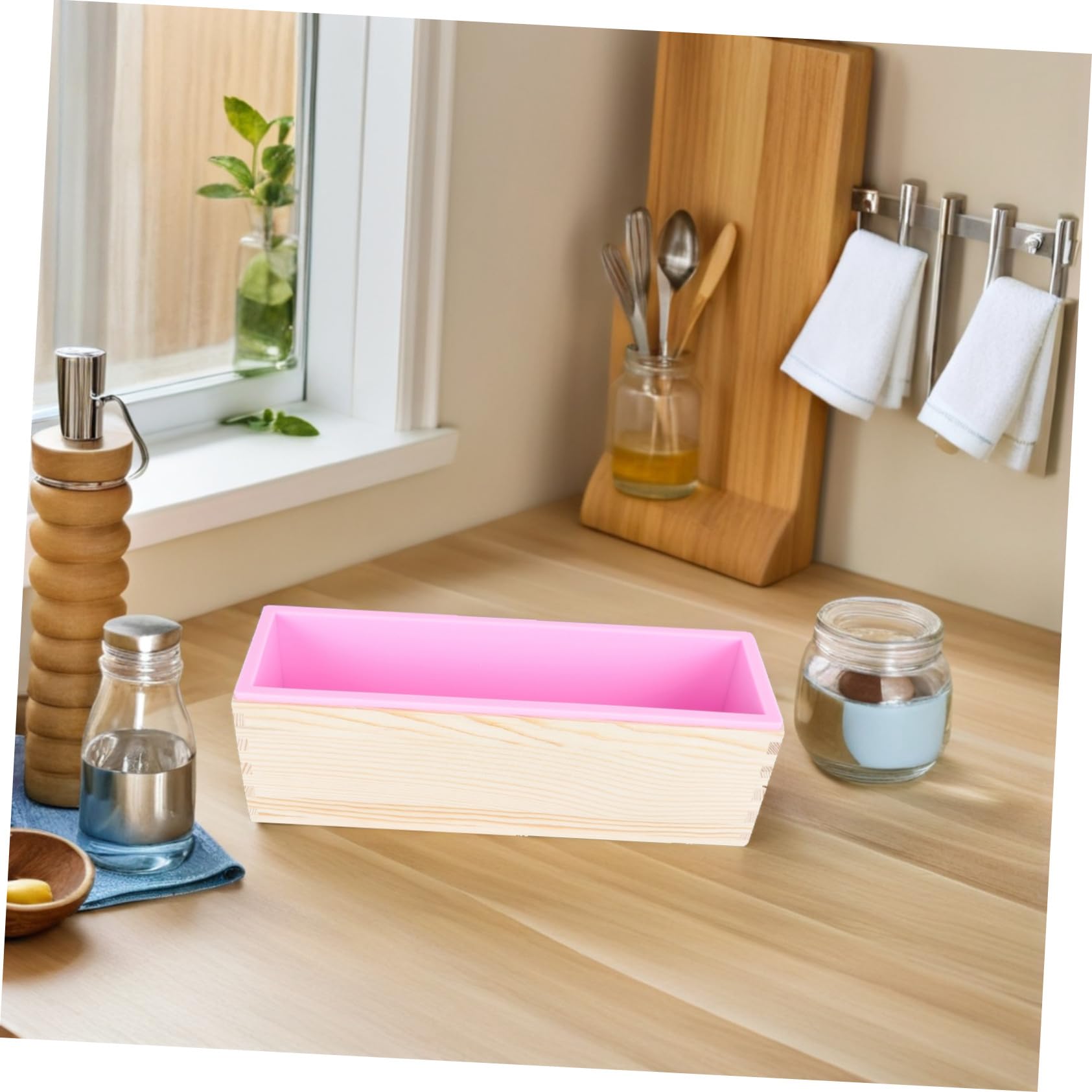 ULTECHNOVO Holzbrotbackform mit Deckel Rechteckige Kastenform aus Holz und Silikon Antihaft-brotform für Sauerteig und Kuchen Mehrzweck-backform für Brot und Seife