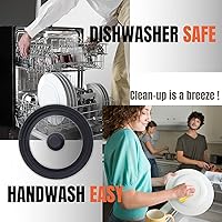 Vista 5 de J&C LIFE Tapa universal para ollas, sartenes y sartenes (2 unidades) se adapta a sartén de 7-8.5, 11-12.5 pulgadas, tapas de sartén de vidrio