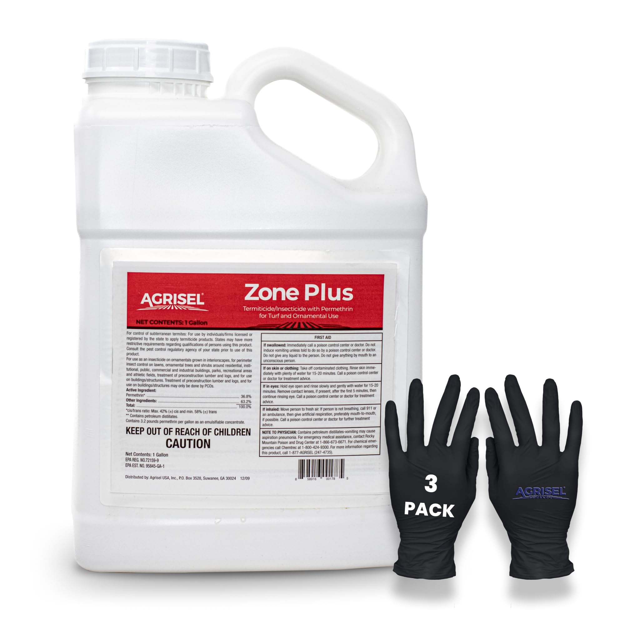 Zone Plus Insect & Pest Control, Broad Spectrum, for Indoor & Outdoor, Effective Against 100 Pests, Eco-Friendly, 3-Pack of Disposable Gloves is Included with Purchase, 128 Ounce