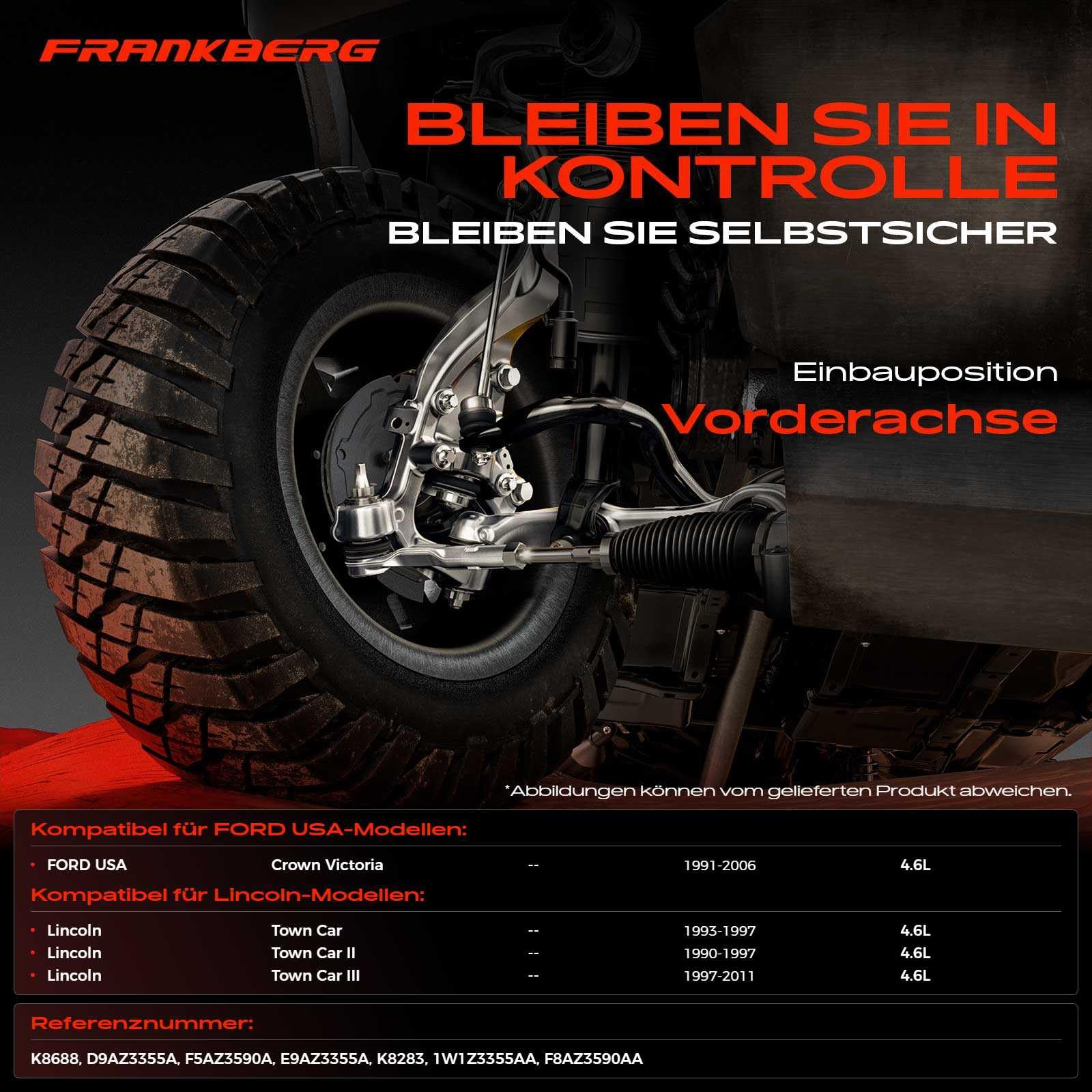 Frankberg 2x Lenkstockhebel Vorderachse Kompatibel mit FORD USA Crown Victoria 4.6L 1995-2002 Lincoln Town Car II 4.6L 1995-1997 Replace# D9AZ3355A