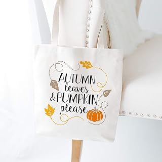 Autumn leaves & pumpkin please tote bag/Autumn tote bag/Fall shopping bag/Autumn birthday gift/Autumn love tote/Cute fall gift