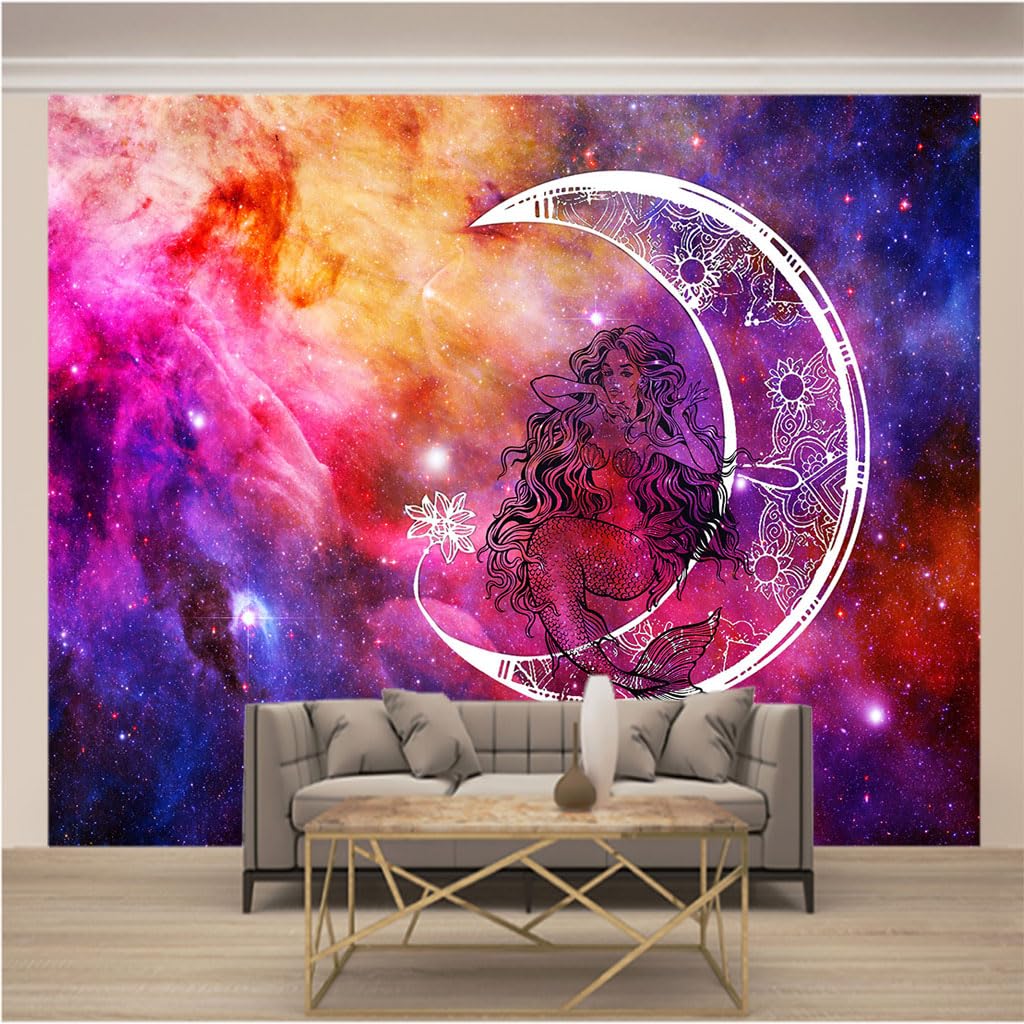 Papier peint intissé photo lune pour masquer les défauts d'un mur