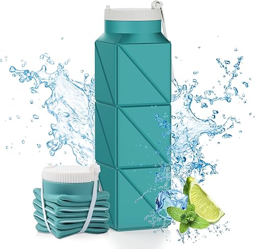 Vista 86 de Botellas de agua plegables de silicona de 20.6 onzas, plegables, a prueba de fugas, sin BPA, reutilizables, ligeras, portátiles, botellas de agua