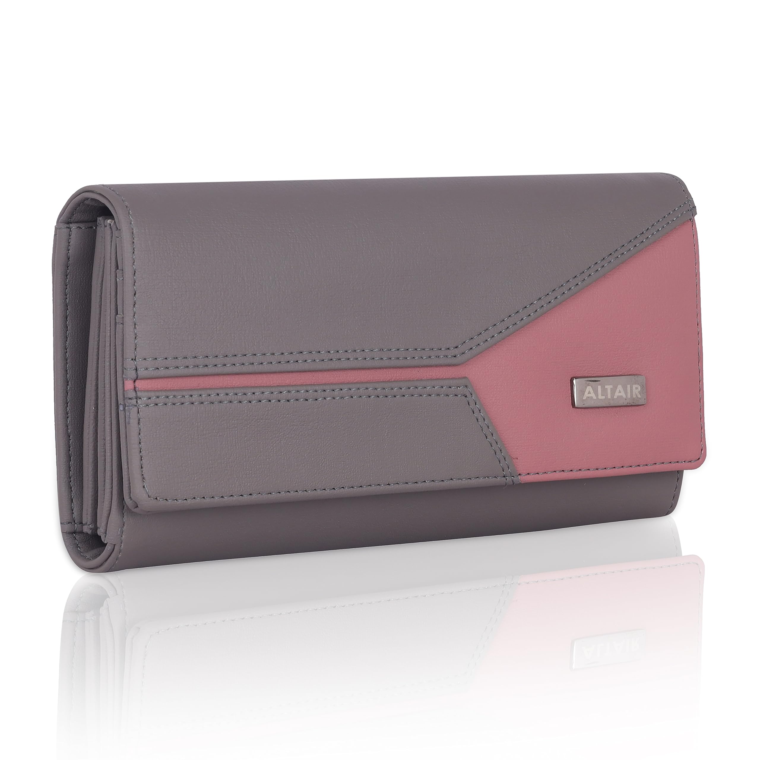 Women's Wallet and Clutch Collection: Elevate Style with Luxury. Functionality: Phone, Cash, Card Slots. Elegant Design, Soft Texture, Zipper (Grey)-image-9
