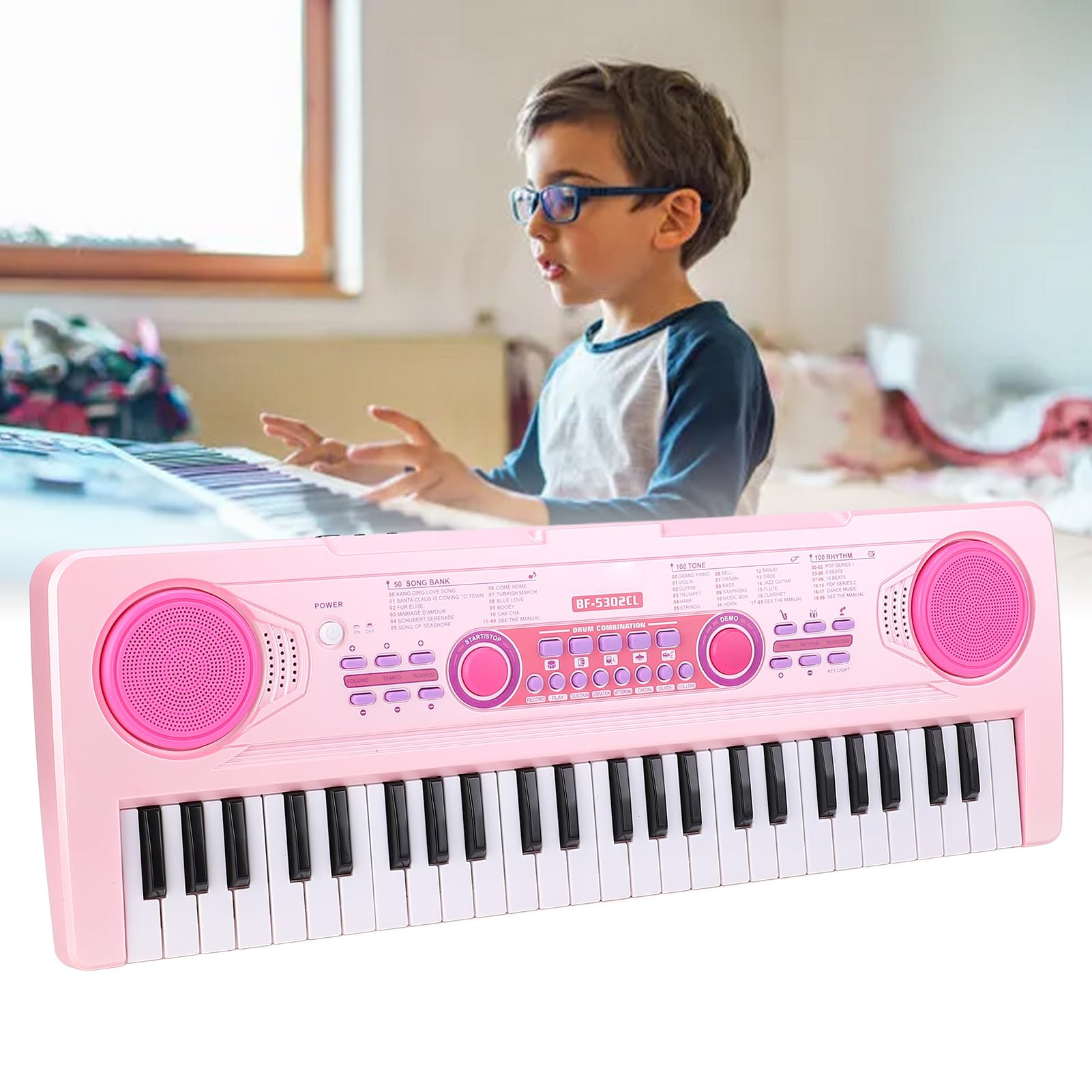 49 Keys Keys Klawiatura Piano 100 Rhythms Tones Dzieci Przenośne cyfrowe instrumenty edukacyjne fortepianu dla dziewcząt chłopcy z mikrofonem