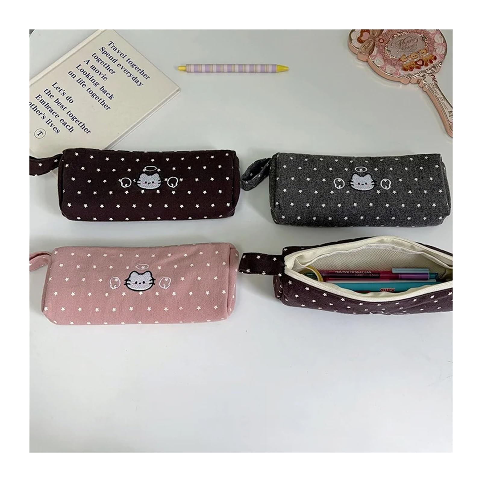 Astuccio con stampa gatto for studenti | Stile Ins, custodia multiuso for trucchi/cancelleria, portatile, regalo for il rientro a scuola(S1)
