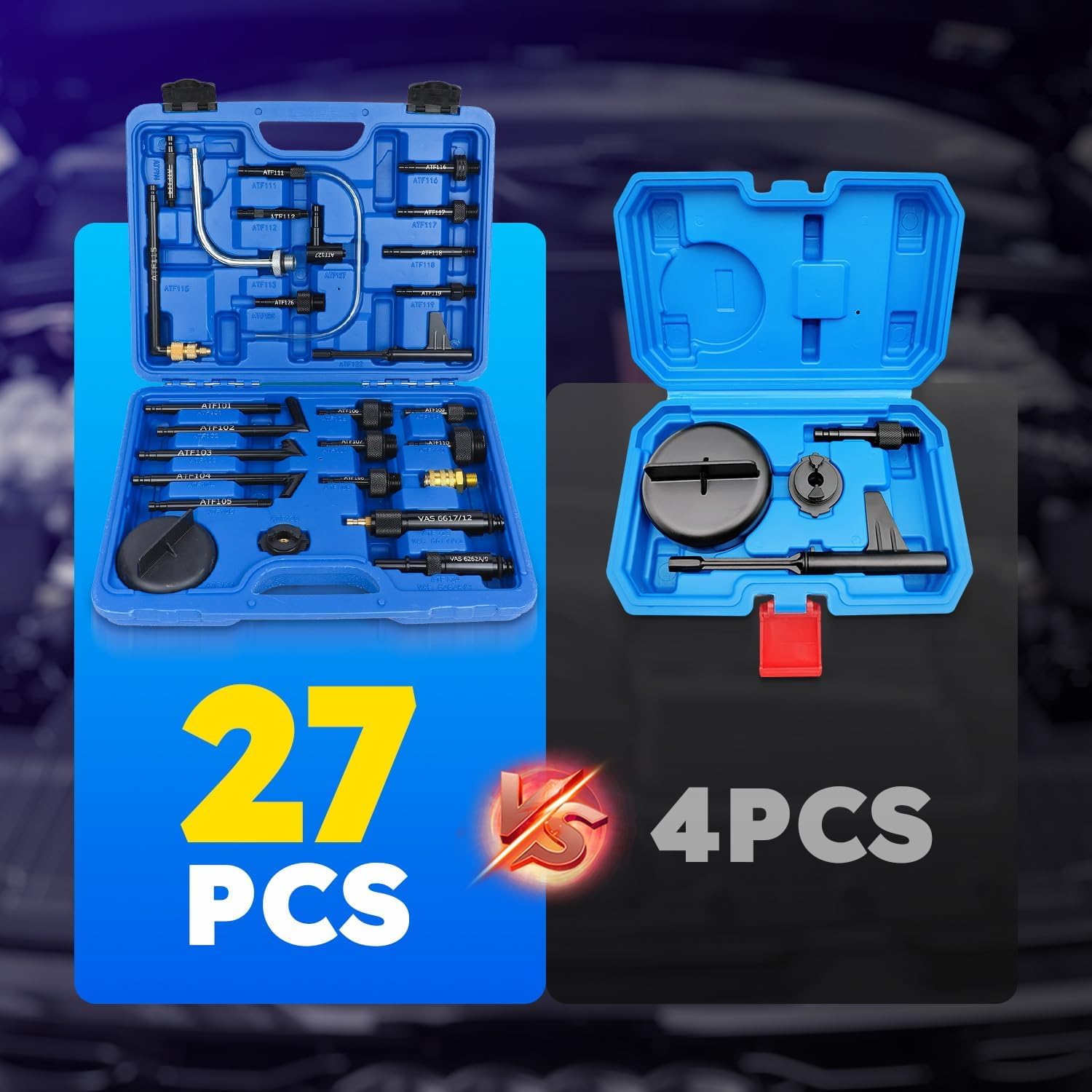 27 Pezzi Adattatore Riempimento Cambio Automatico, Adattatore del Fluido di Trasmissione, Olio ATF Riempitrice Pompa Connettore, Compatibile con Mercedes-Benz, BMW, VW, Audi, Ford ECC.