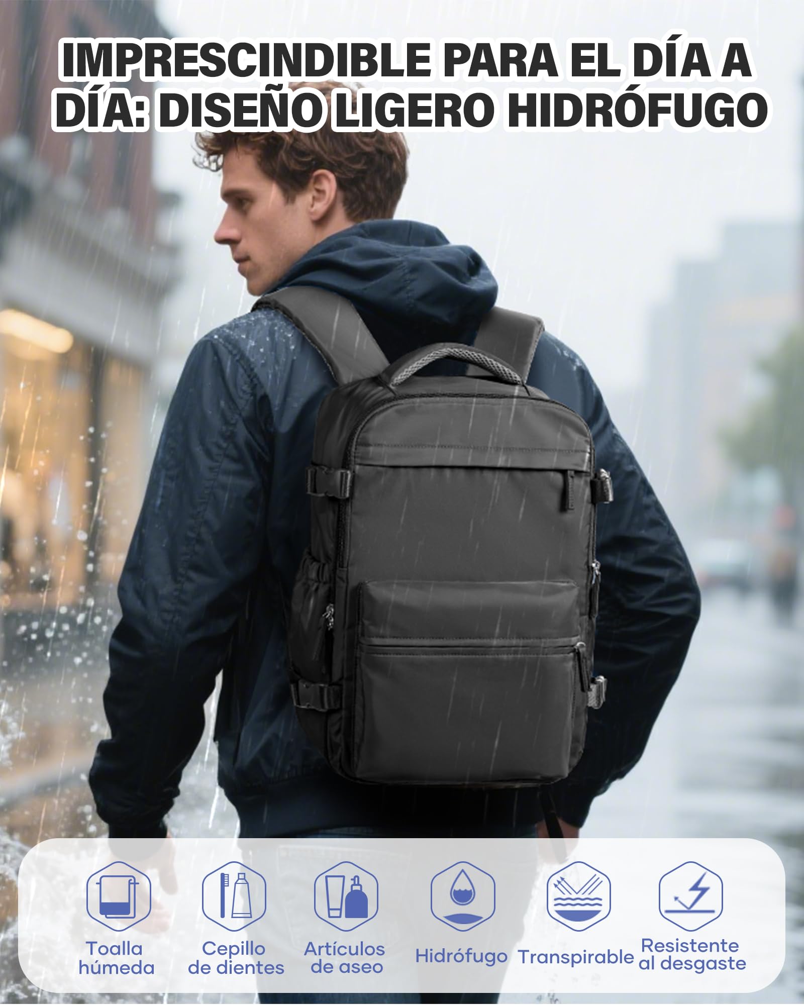 Mochila Viaje Cabina Avión 40x30x20 para Ryanair Mochilas de Vacío con Bomba Bolsa de Cabina 40x30x20 Equipaje de Mano Cabina Avión Mochila de Senderismo Impermeable Negro